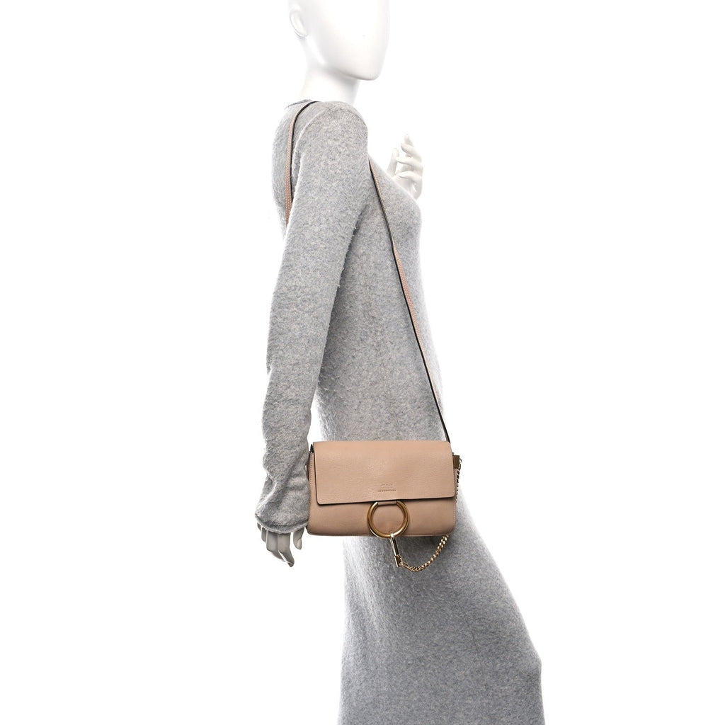 Goatskin Small Faye Shoulder Bag Biscotti Beige