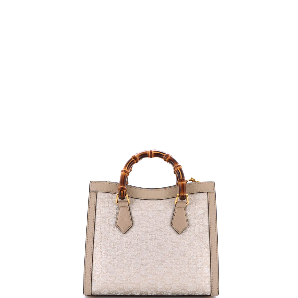 Diana NM Bamboo Handle Tote Nishijin GG Silk Textile and Leather Small
