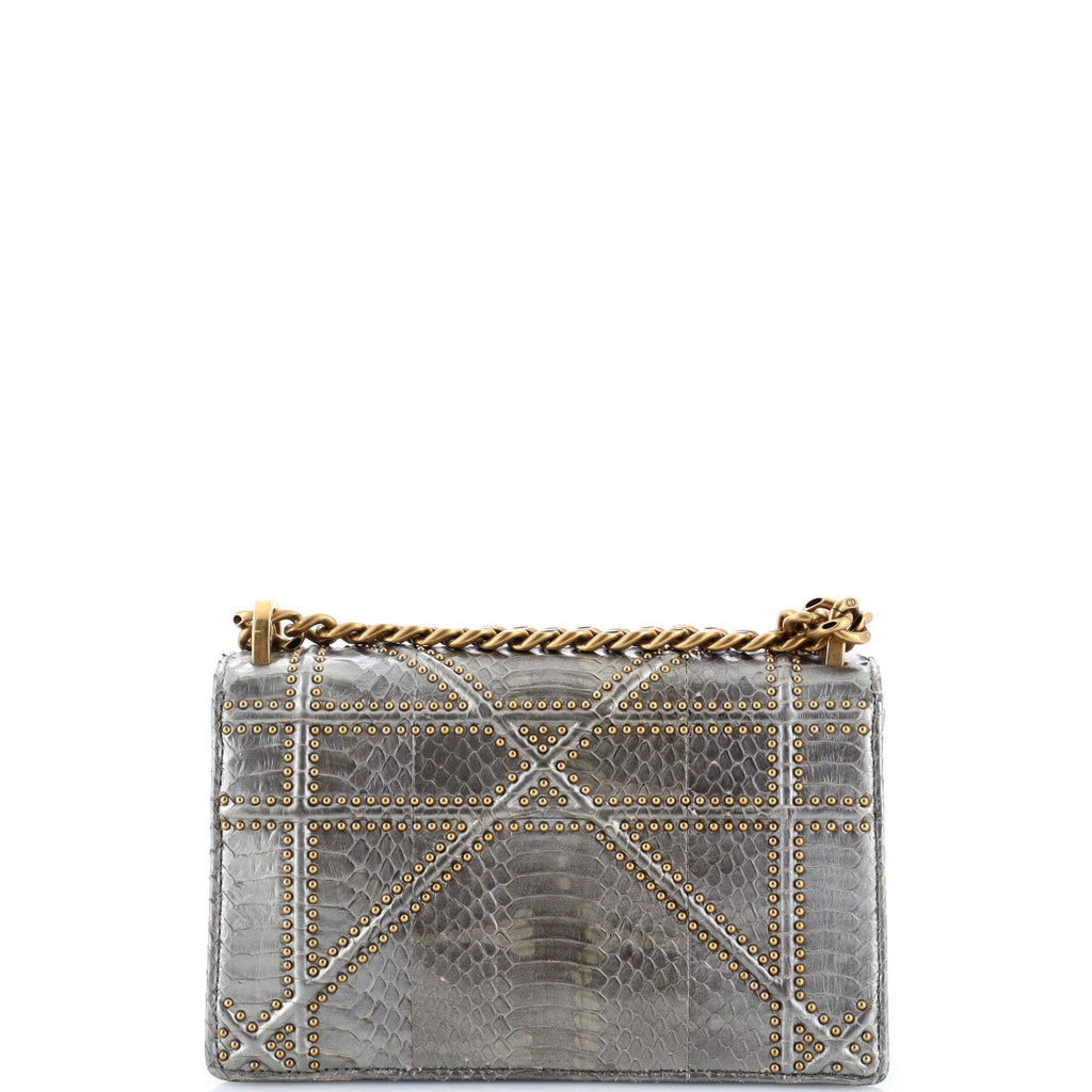 Diorama Flap Bag Embellished Python Small