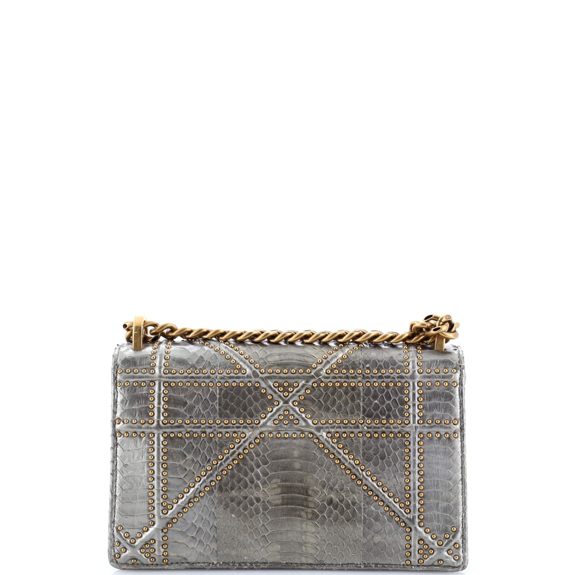 Diorama Flap Bag Embellished Python Small