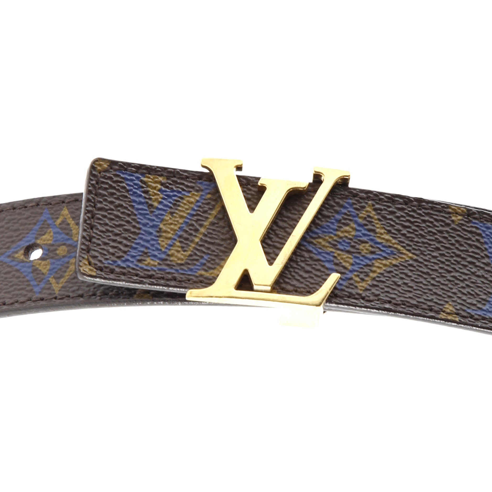 LV Initiales Reversible Belt Rainbow Monogram and Leather Thin