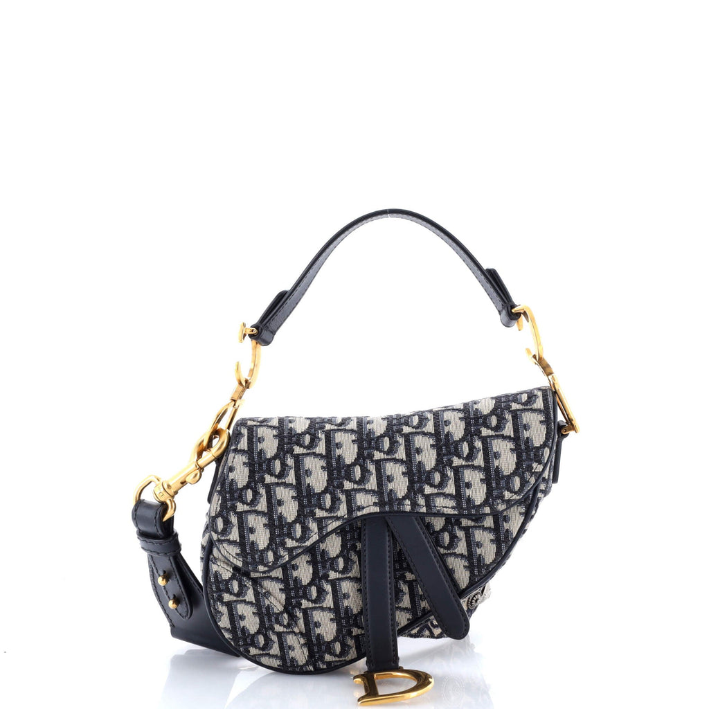 Saddle Handbag with Strap Oblique Canvas Mini
