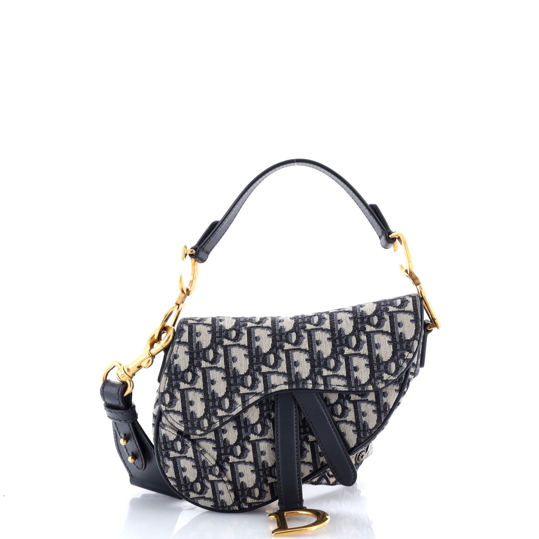 Saddle Handbag with Strap Oblique Canvas Mini