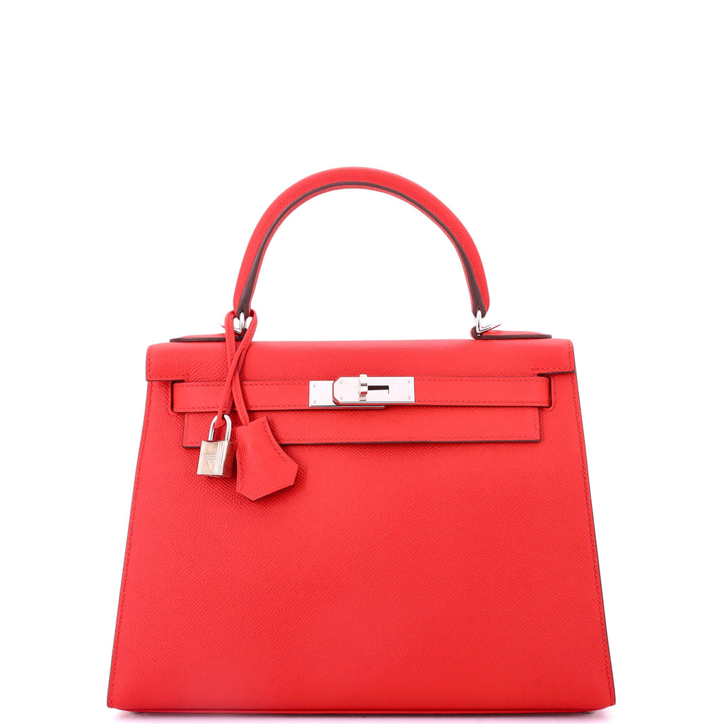 Kelly Handbag Rouge Tomate Epsom with Palladium Hardware 28
