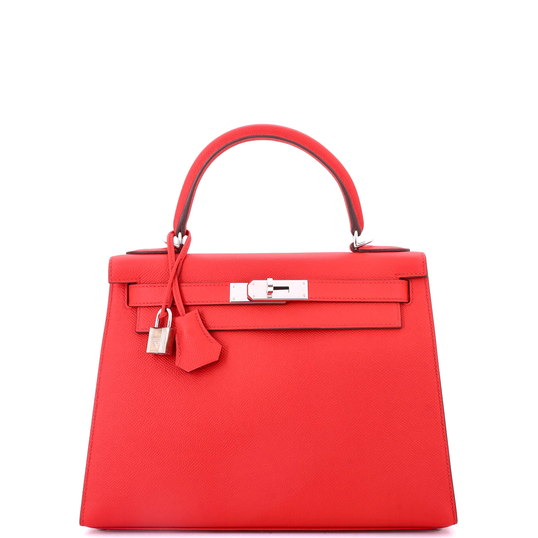 Kelly Handbag Rouge Tomate Epsom with Palladium Hardware 28