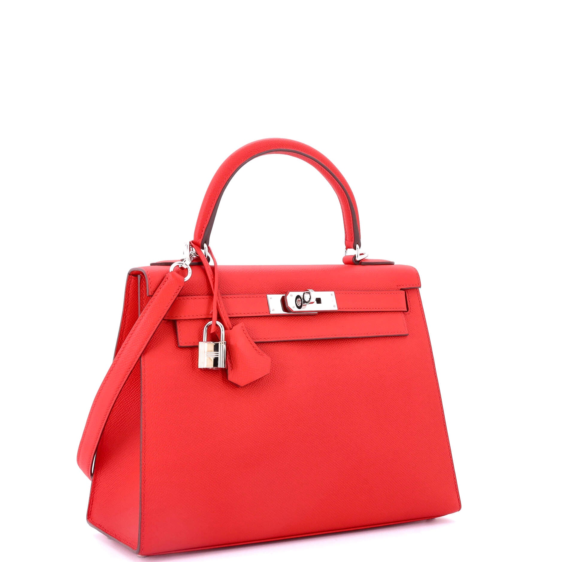 Kelly Handbag Rouge Tomate Epsom with Palladium Hardware 28