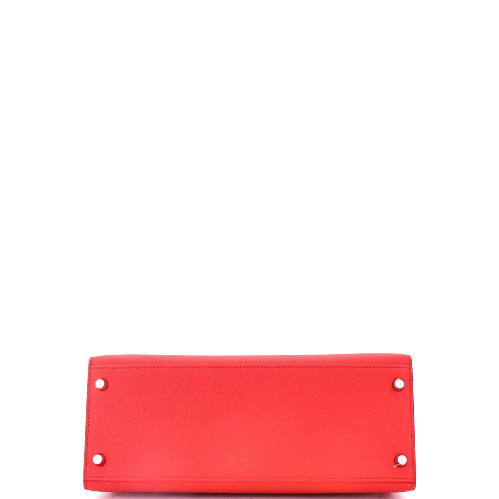 Kelly Handbag Rouge Tomate Epsom with Palladium Hardware 28