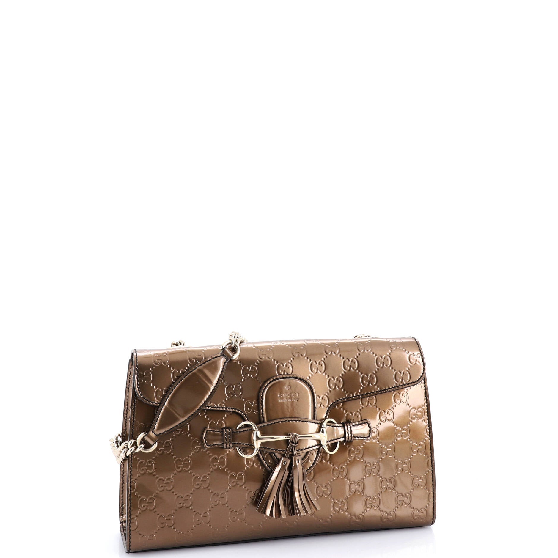 Emily Chain Flap Bag Guccissima Patent Medium