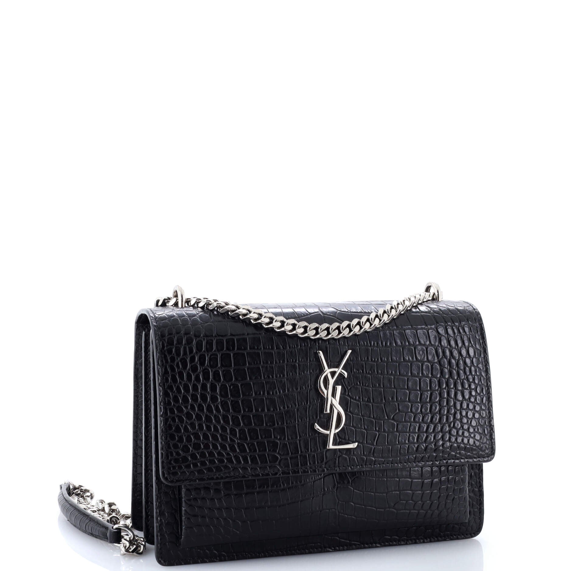 Sunset Crossbody Bag Crocodile Embossed Leather Medium