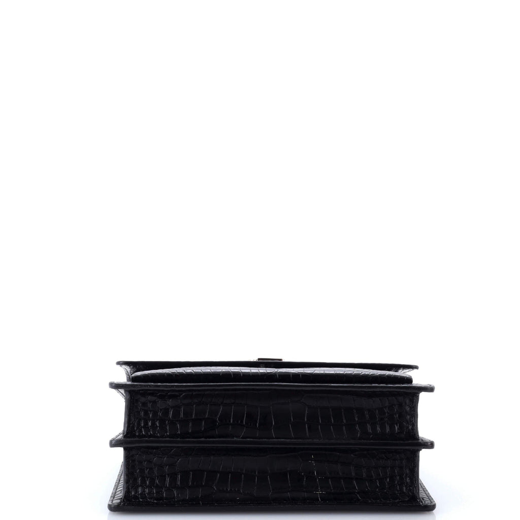 Sunset Crossbody Bag Crocodile Embossed Leather Medium