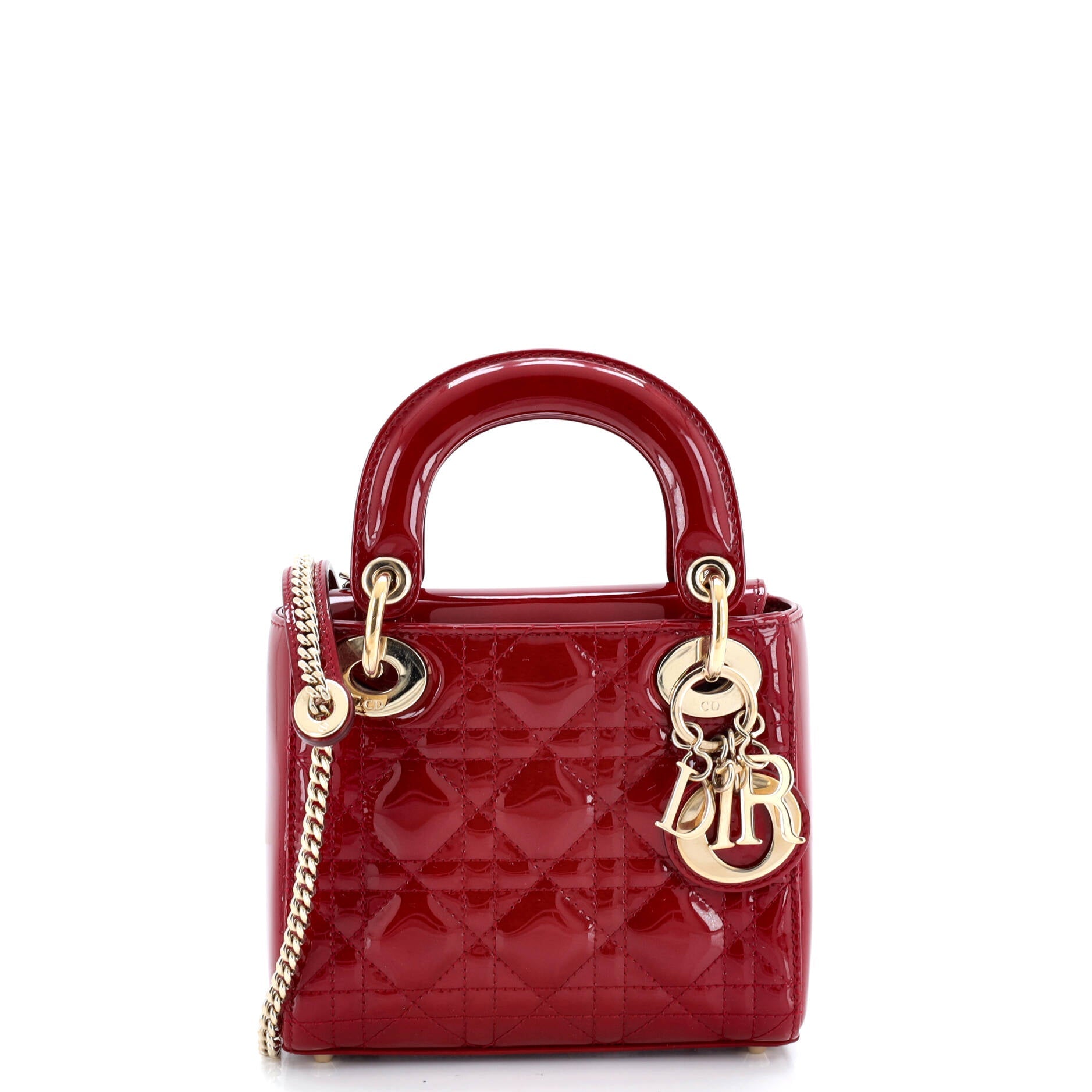 Lady Dior Chain Bag Cannage Quilt Patent Mini