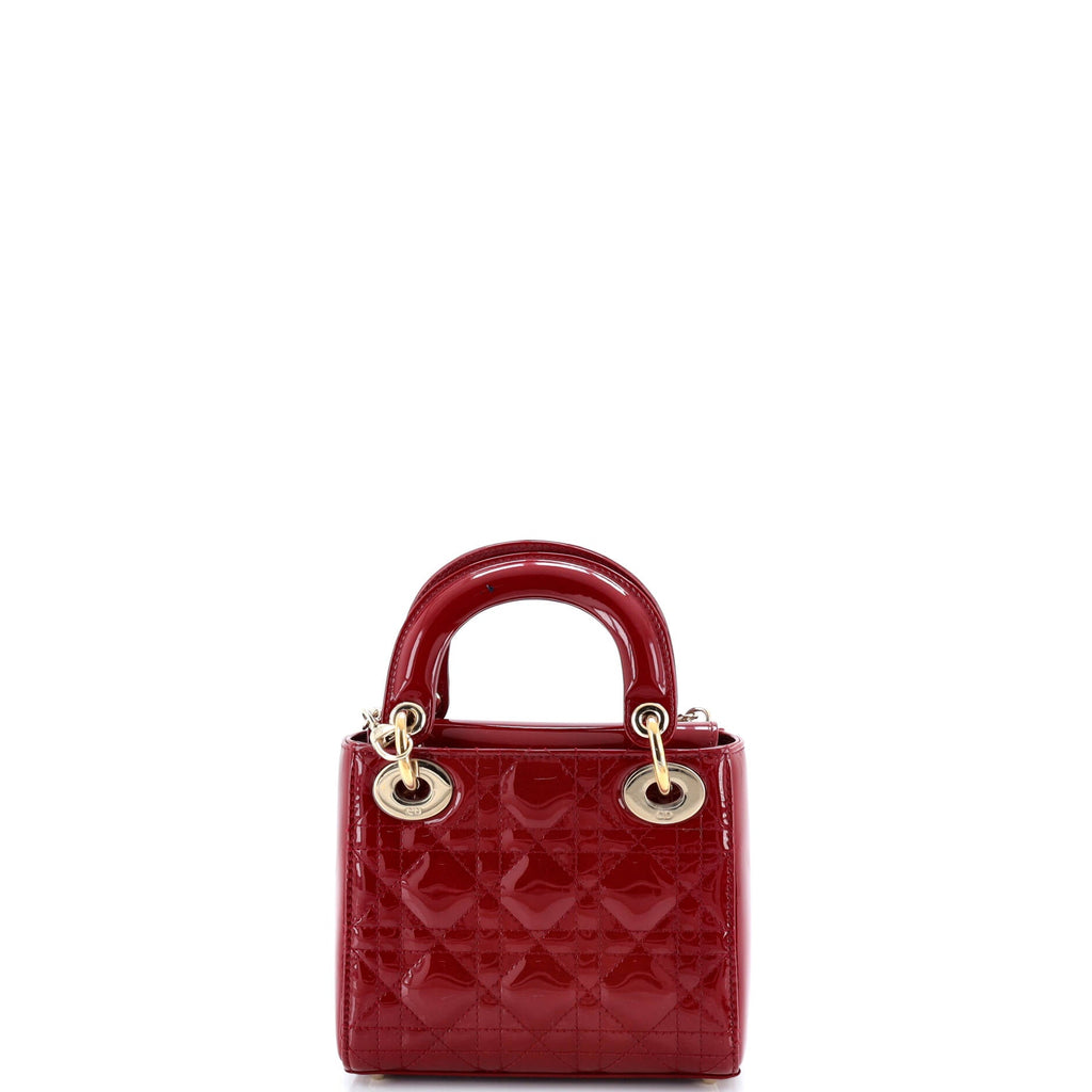 Lady Dior Chain Bag Cannage Quilt Patent Mini