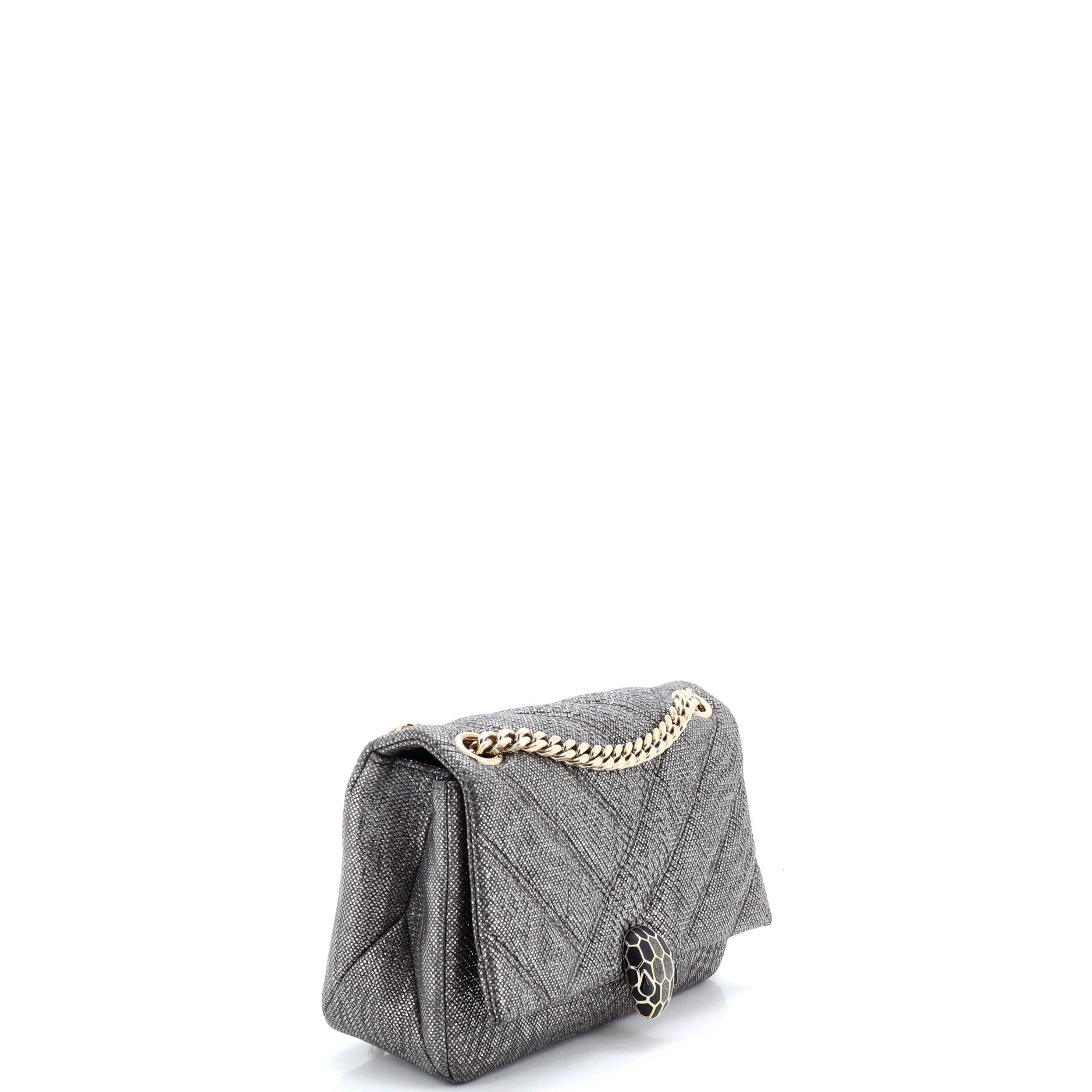 Serpenti Cabochon Shoulder Bag Diagonal Quilted Metallic Karung Small