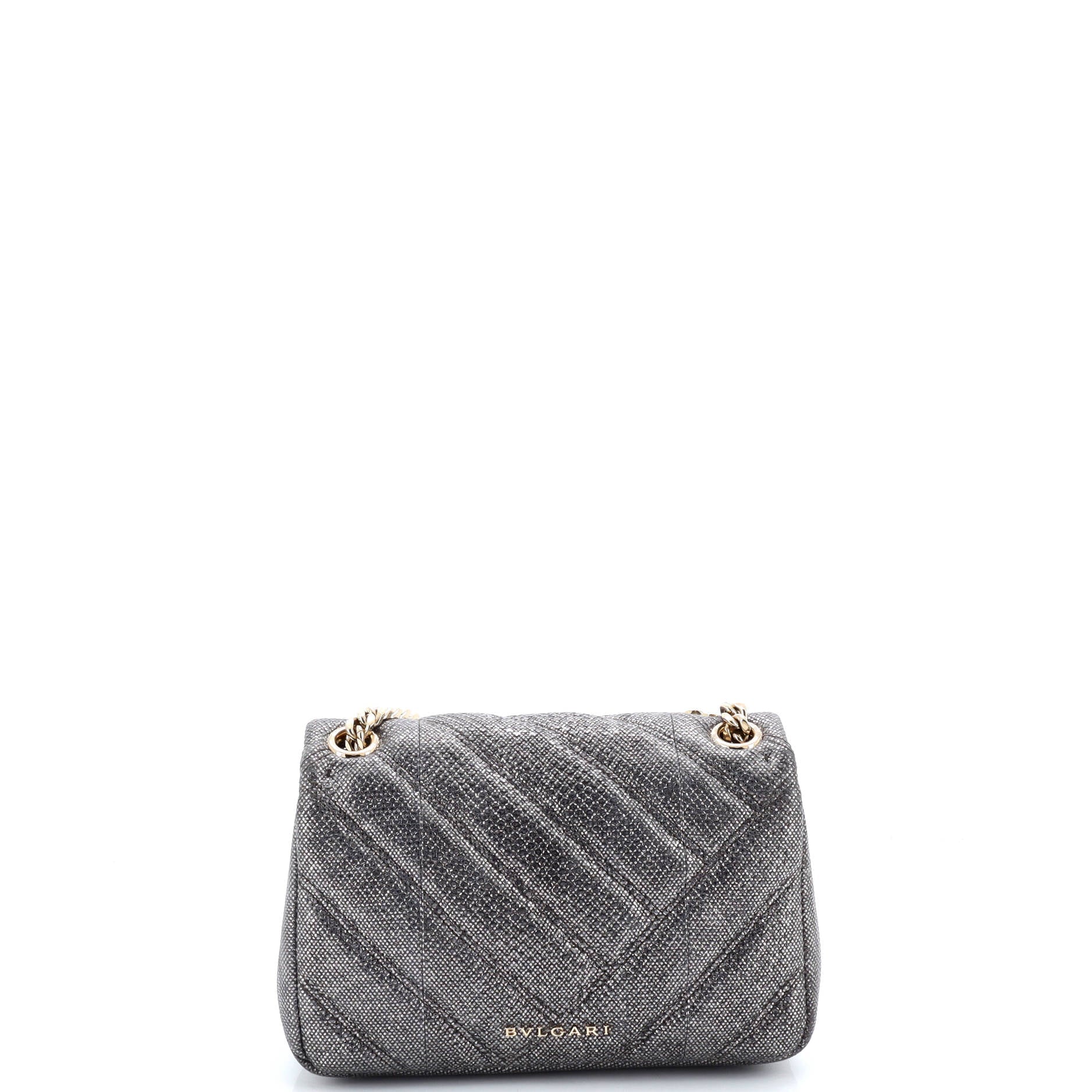 Serpenti Cabochon Shoulder Bag Diagonal Quilted Metallic Karung Small