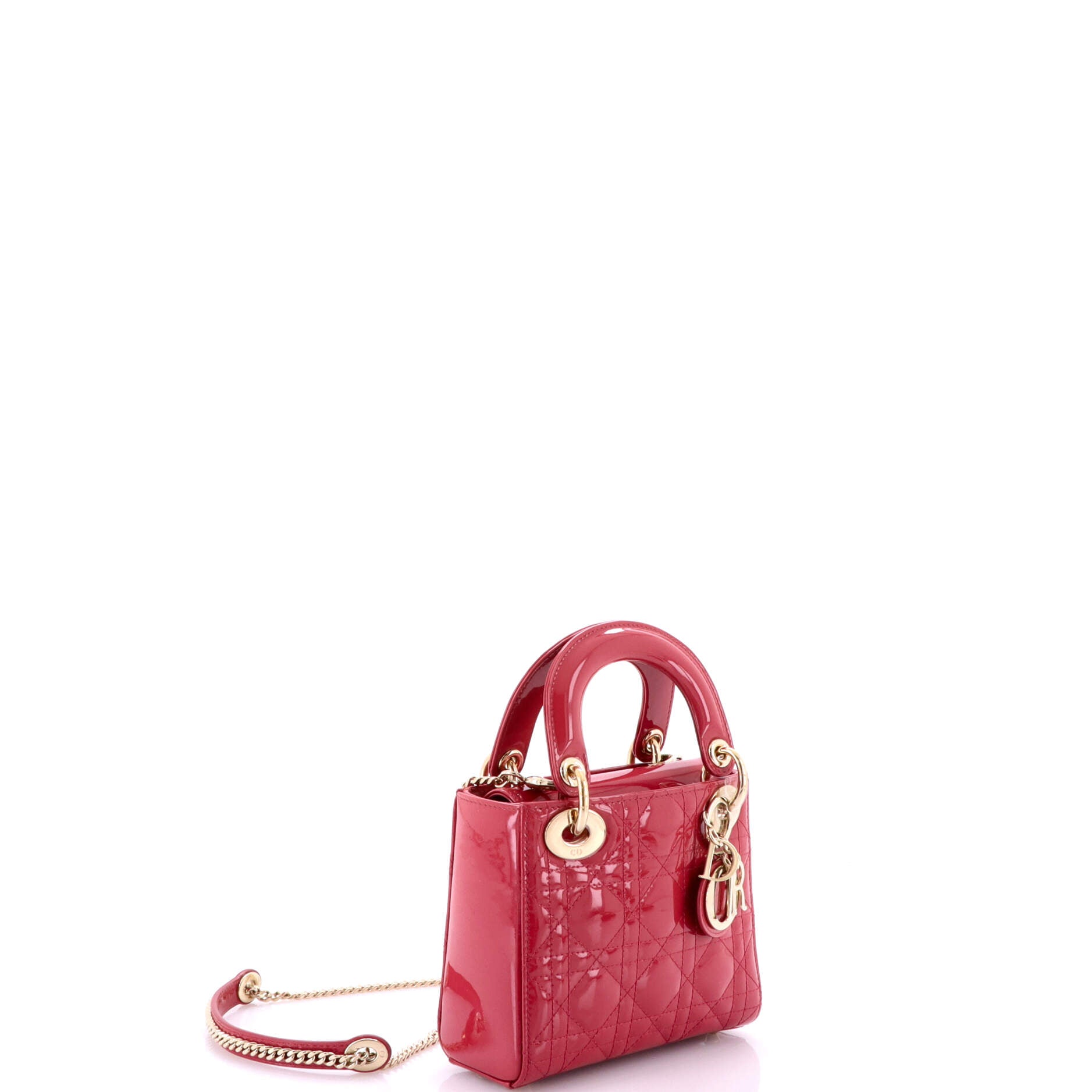 Lady Dior Chain Bag Cannage Quilt Patent Mini