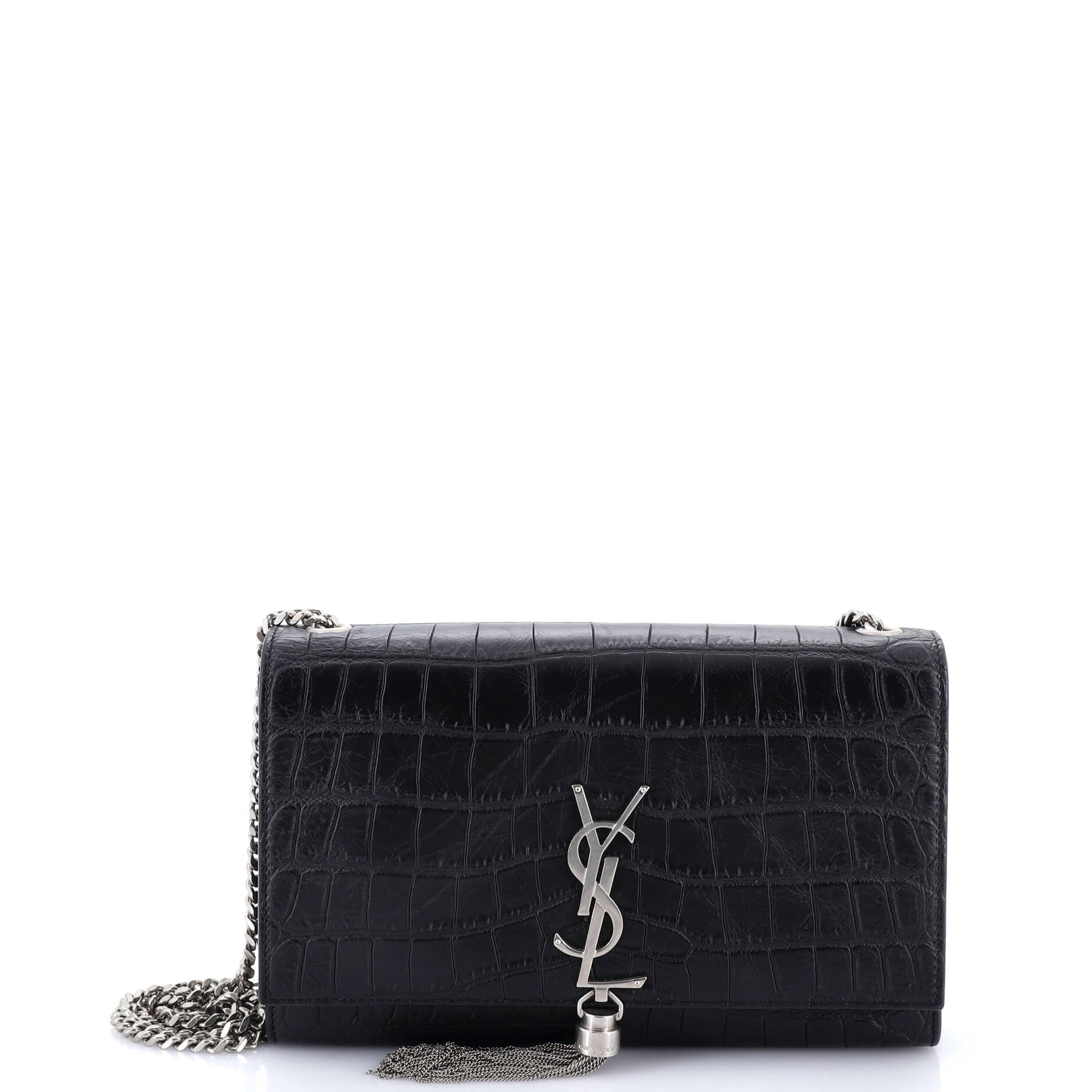 Classic Monogram Tassel Crossbody Bag Crocodile Embossed Leather Medium
