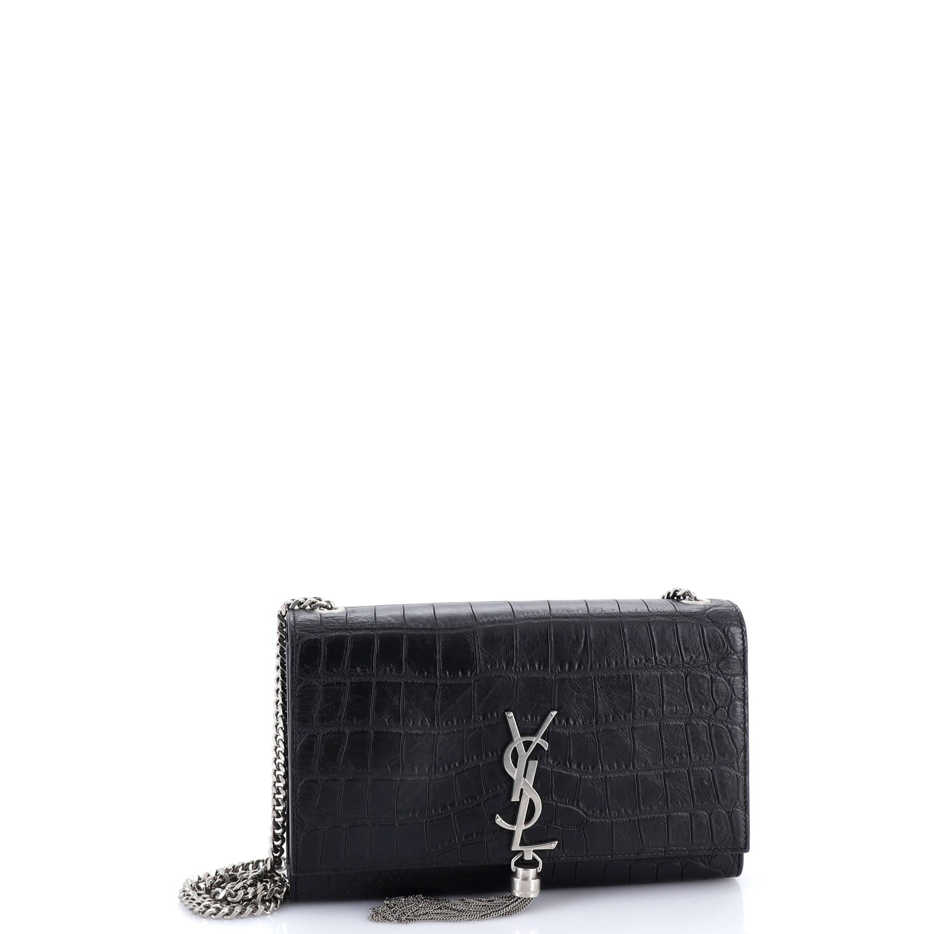 Classic Monogram Tassel Crossbody Bag Crocodile Embossed Leather Medium