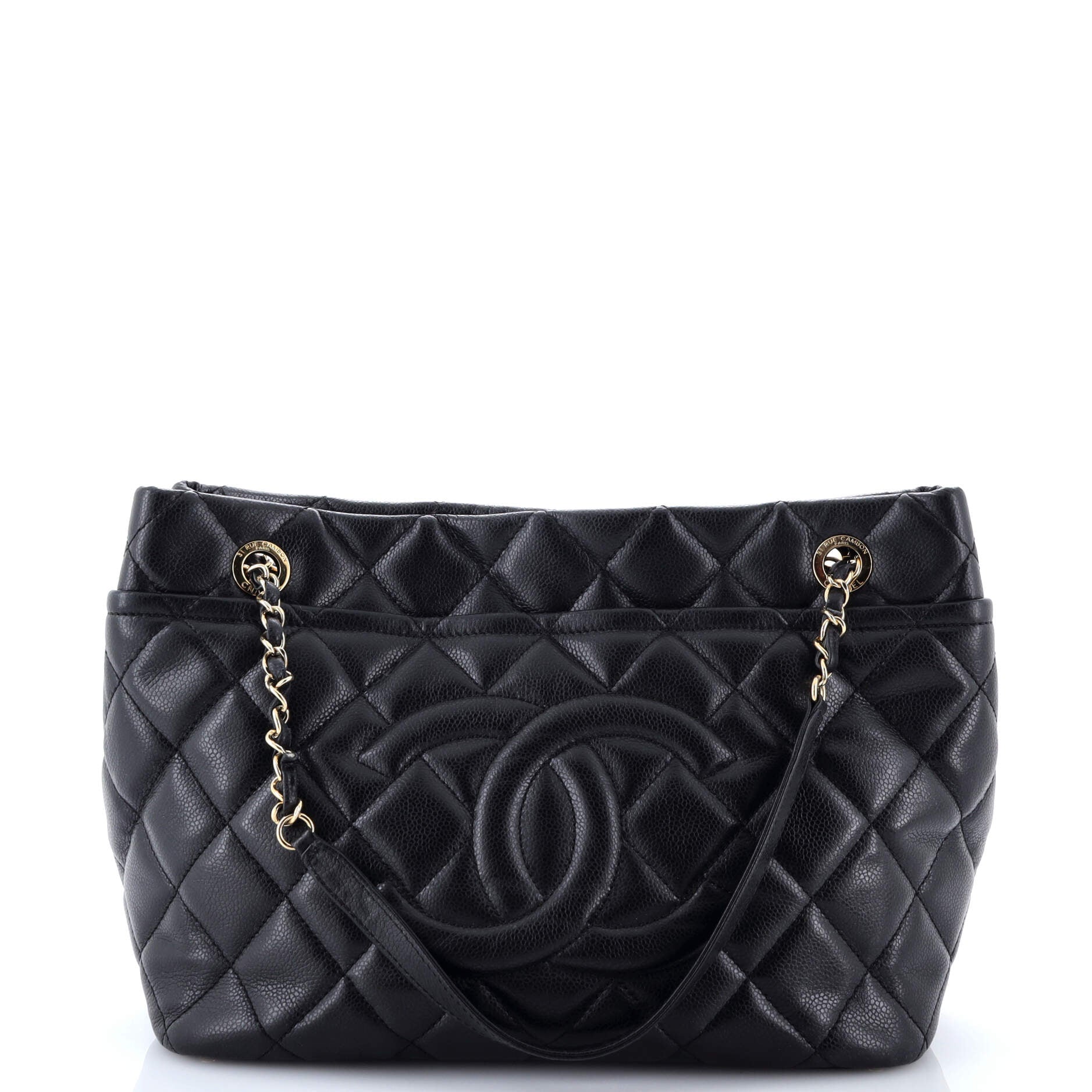 Timeless CC Soft Tote Quilted Caviar Medium