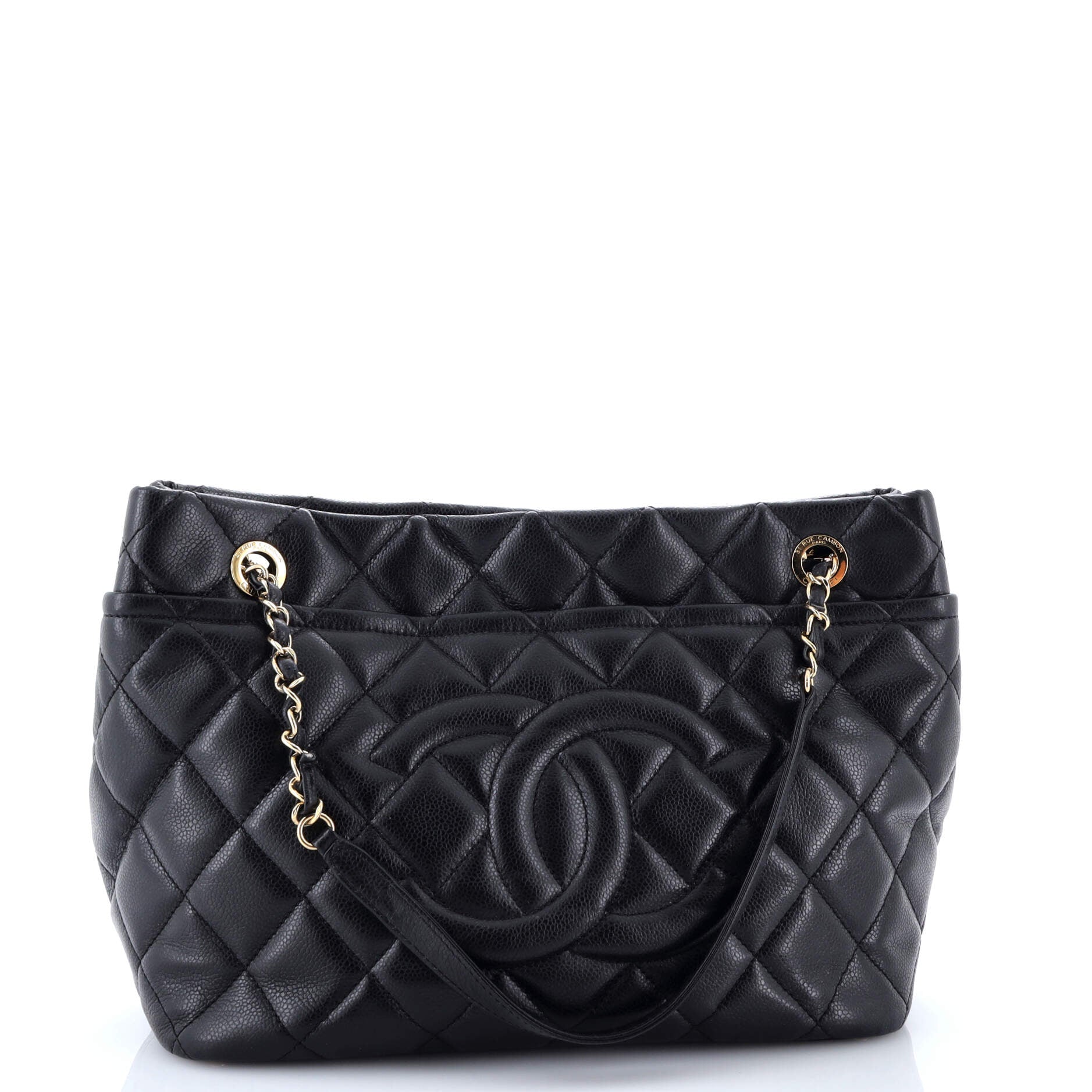 Timeless CC Soft Tote Quilted Caviar Medium