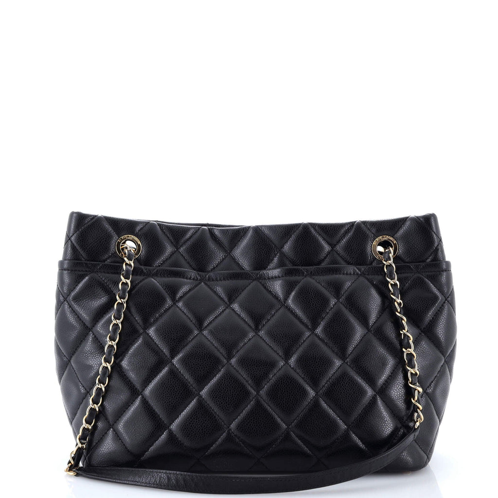 Timeless CC Soft Tote Quilted Caviar Medium