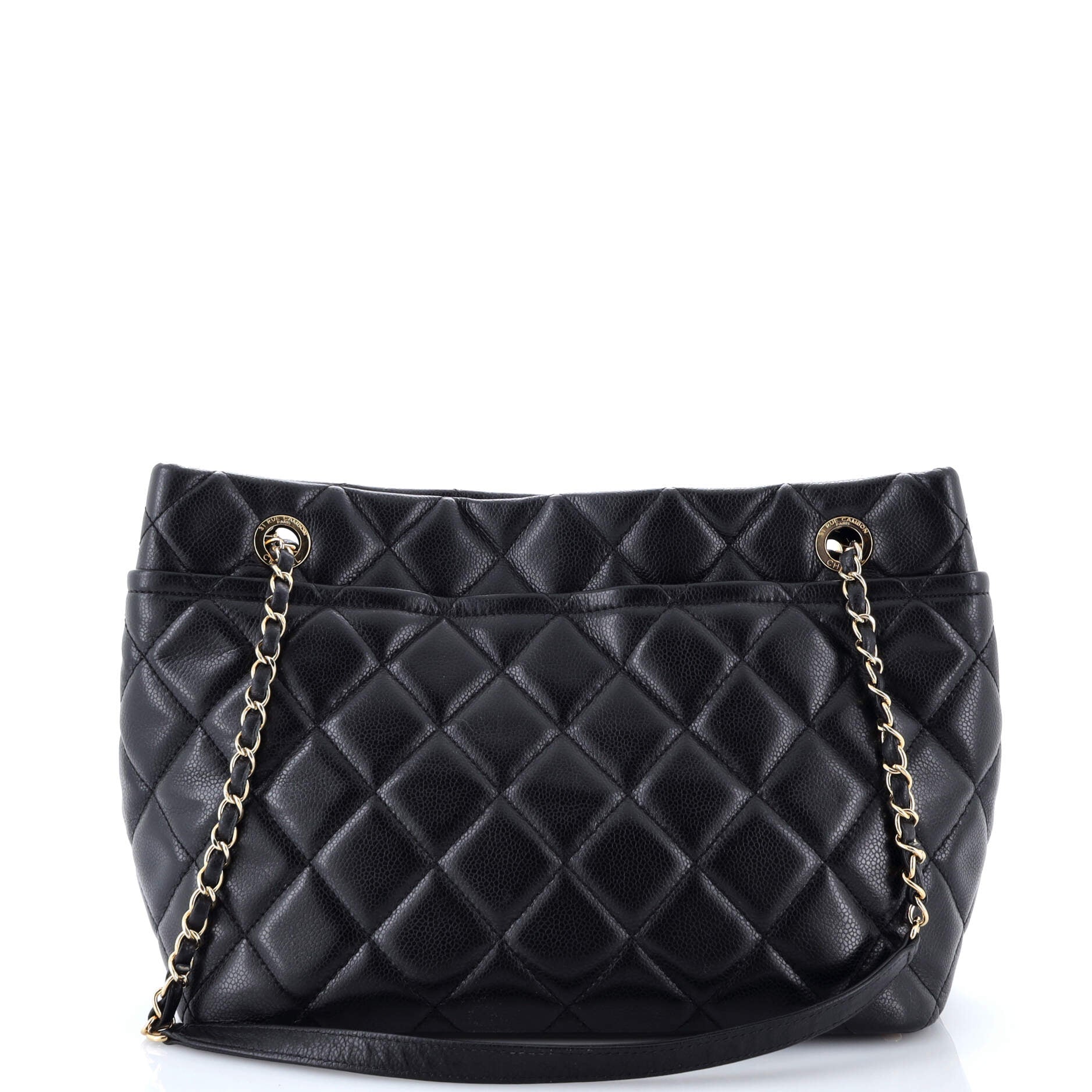 Timeless CC Soft Tote Quilted Caviar Medium