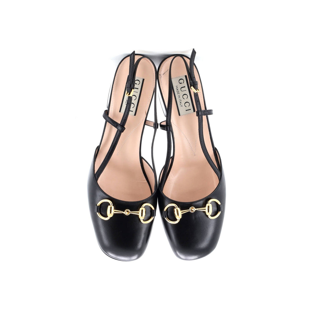 Women's Horsebit Round Toe Slingback Pumps Leather