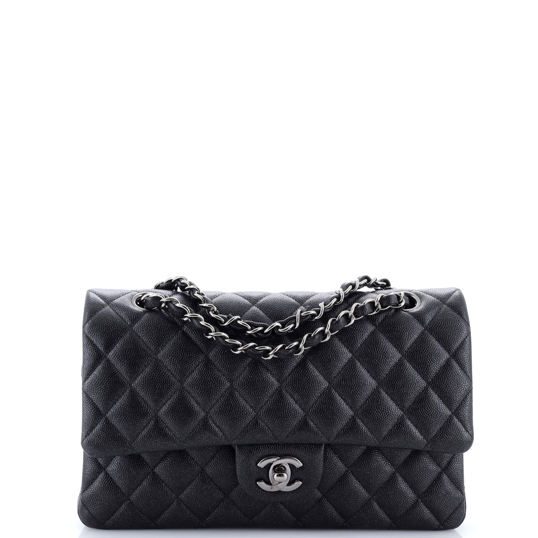 Classic Double Flap Bag Quilted Iridescent Caviar Medium