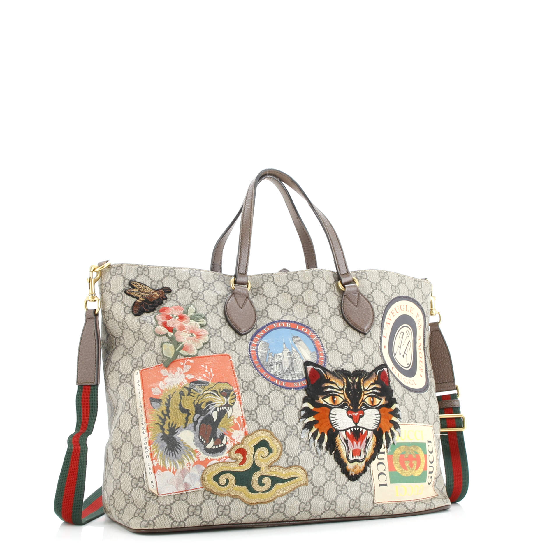 Courrier Convertible Soft Open Tote GG Coated Canvas with Applique Large
