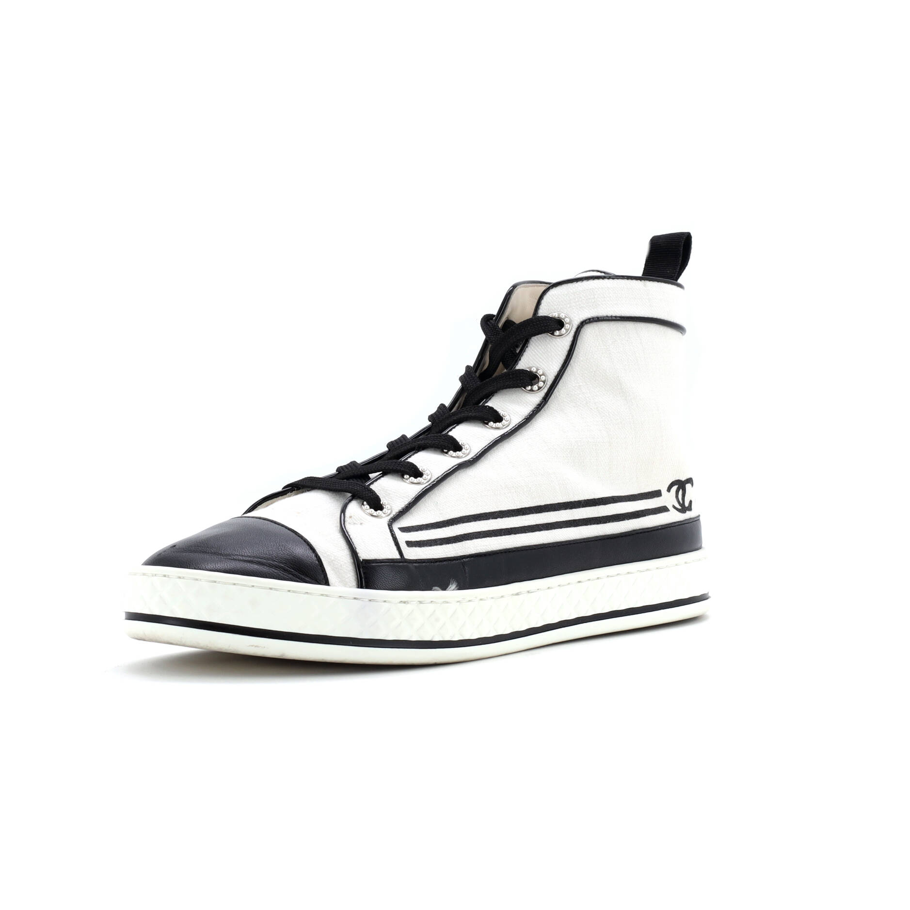 Women's CC Cap Toe High-Top Sneakers Canvas and Leather