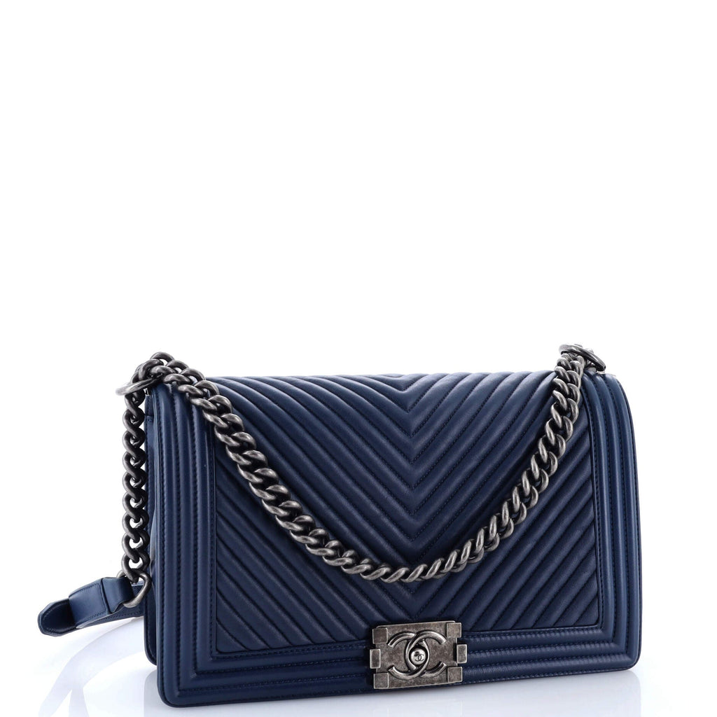 Boy Flap Bag Chevron Wrinkled Lambskin New Medium