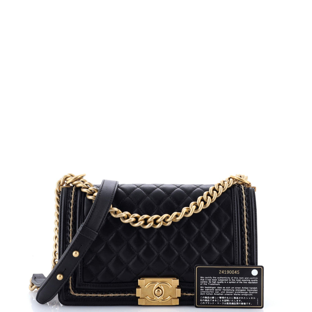 Boy Flap Bag Quilted Lambskin with Chain Detail Old Medium
