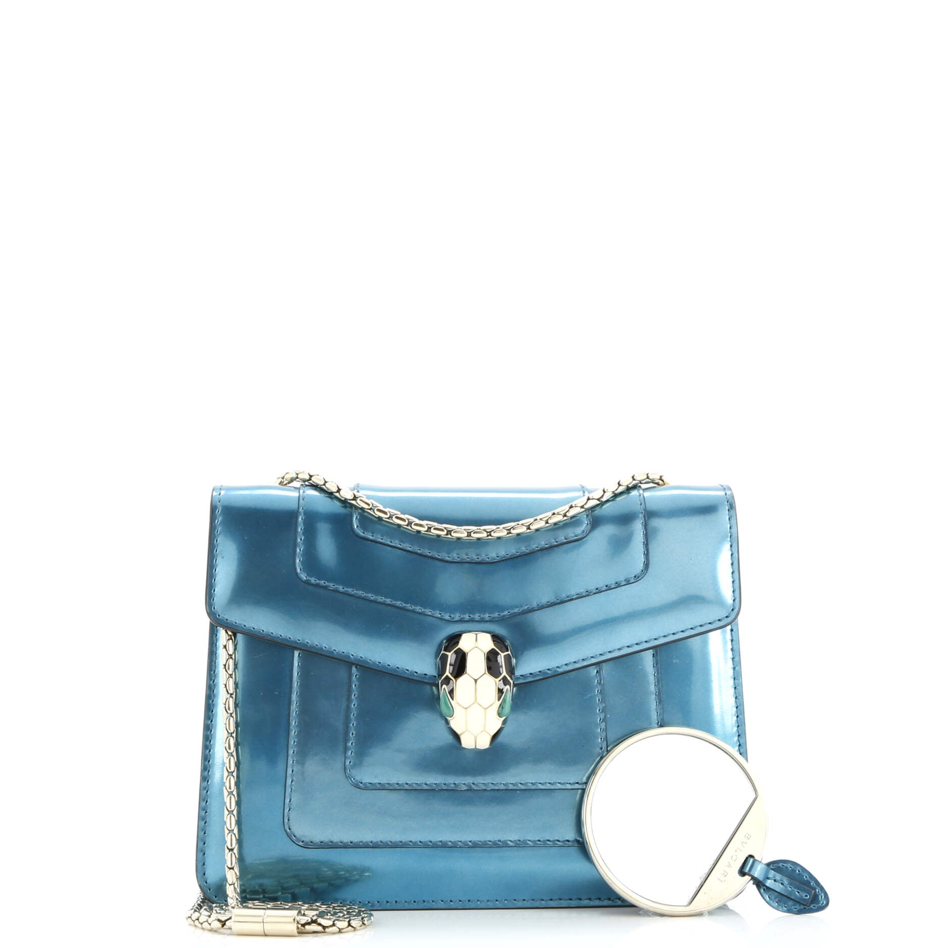Serpenti Forever Square Shoulder Bag Metallic Leather Small