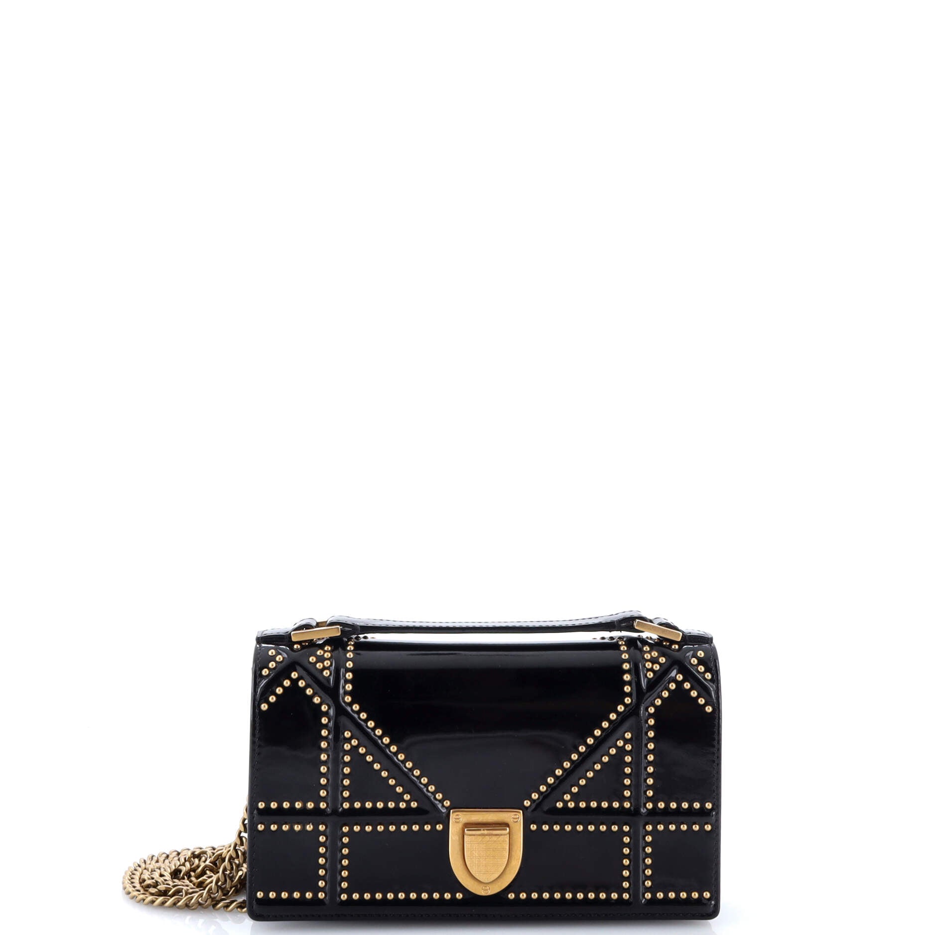 Diorama Flap Bag Studded Patent Small