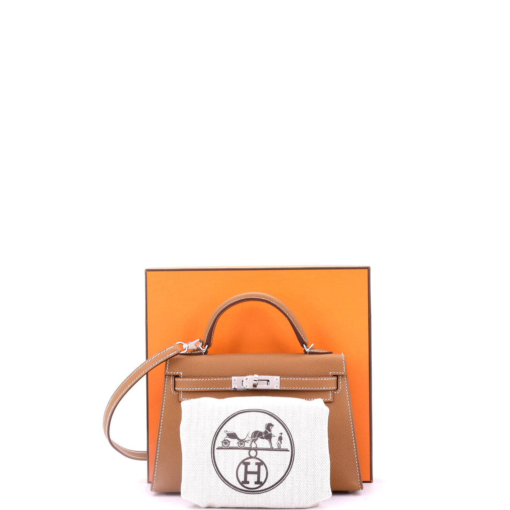 Kelly Mini II Bag Gold Epsom with Palladium Hardware 20