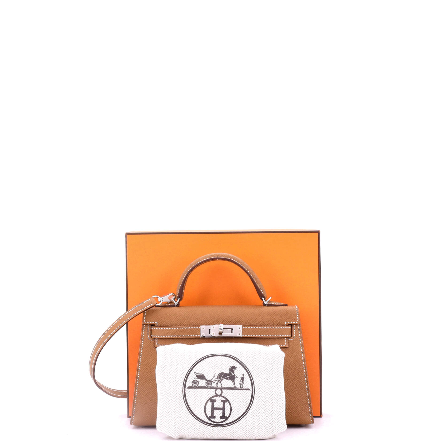 Kelly Mini II Bag Gold Epsom with Palladium Hardware 20