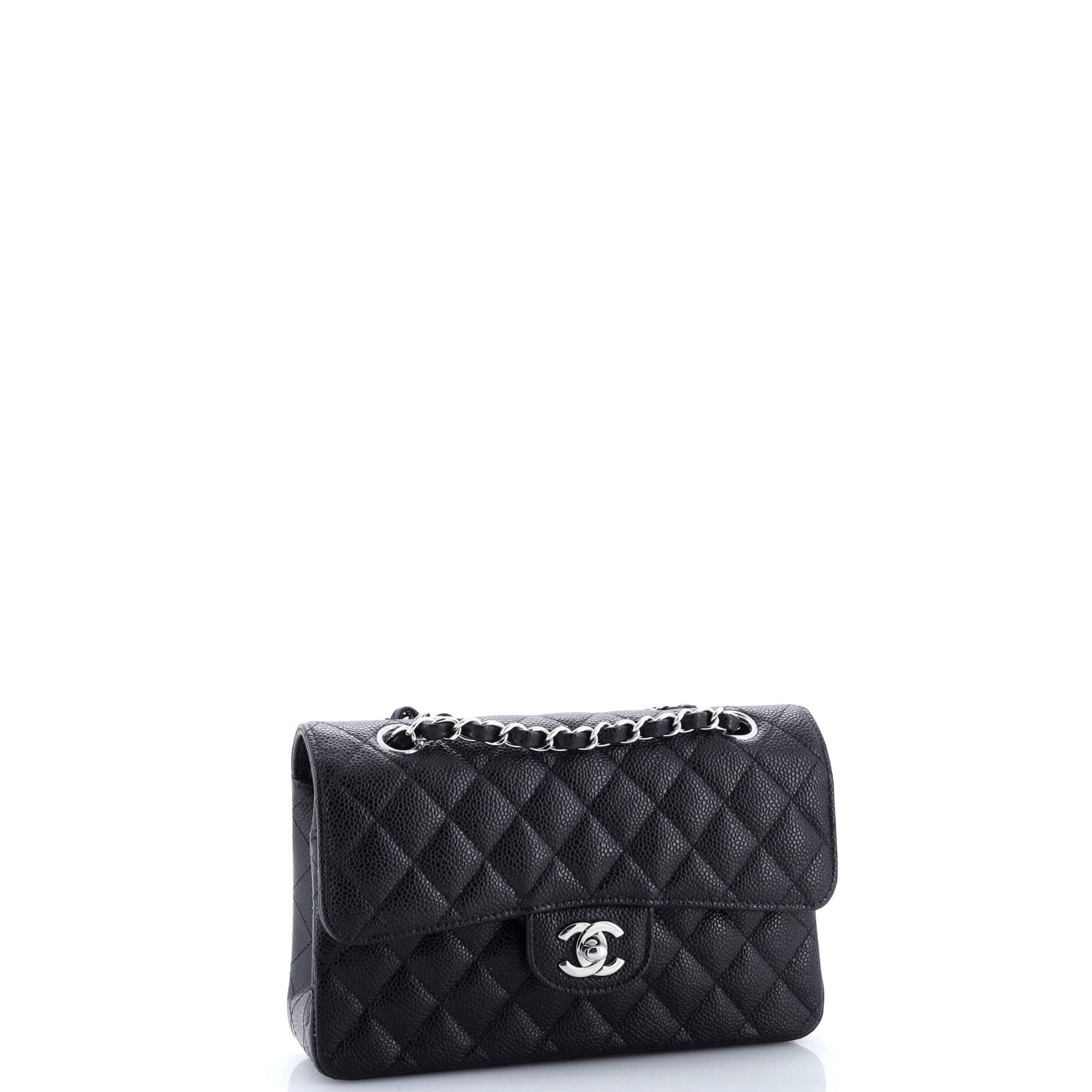 Classic Double Flap Bag Quilted Caviar Small
