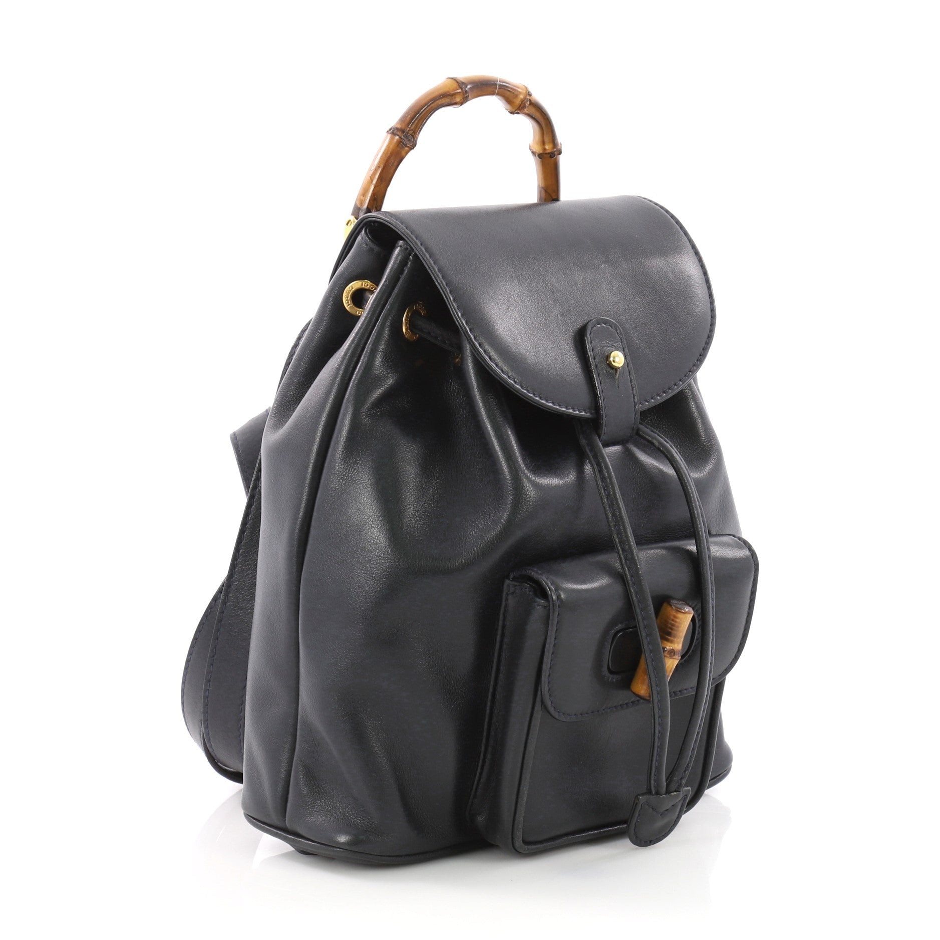 Vintage Bamboo Backpack Leather Mini
