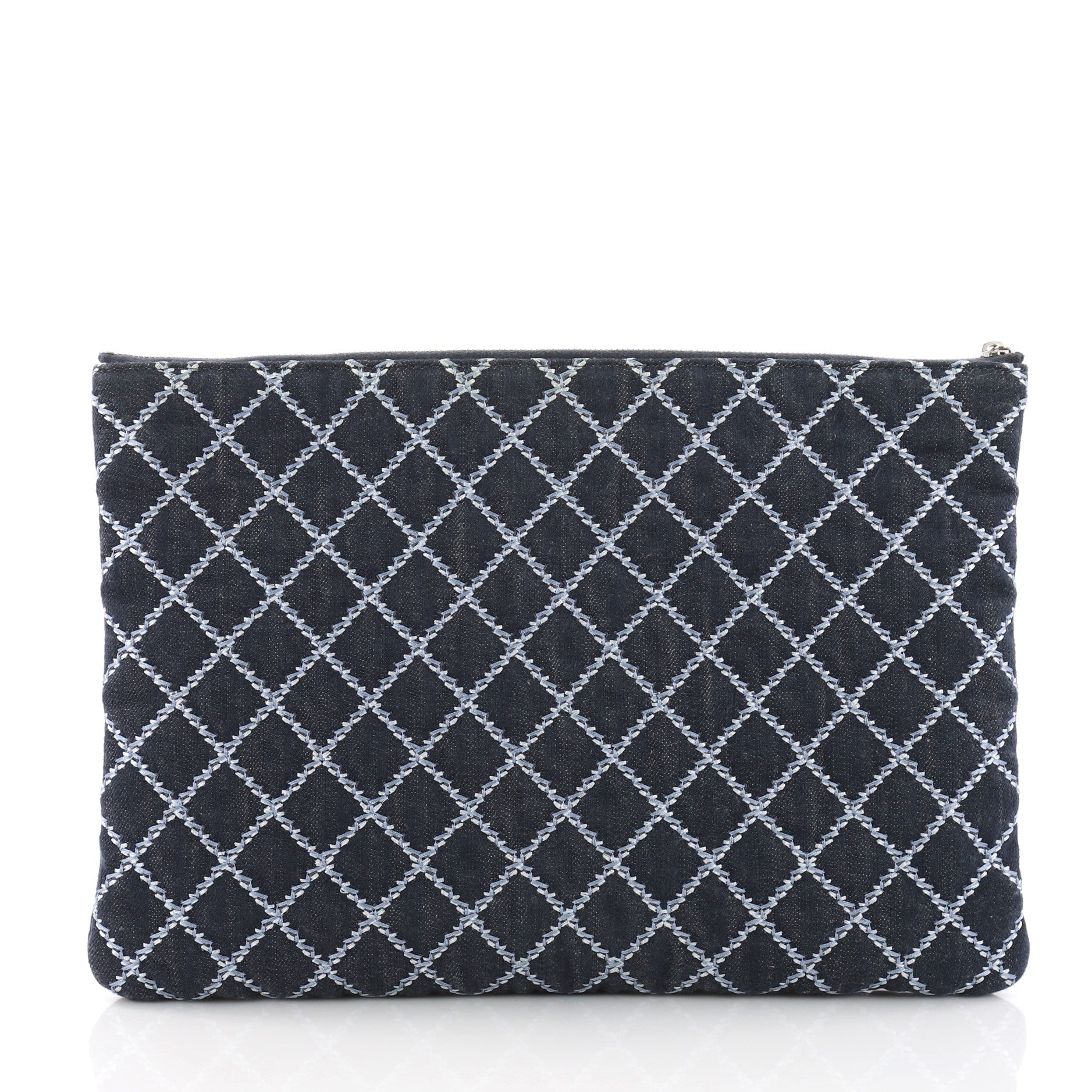 O Case Clutch Quilted Denim Large
