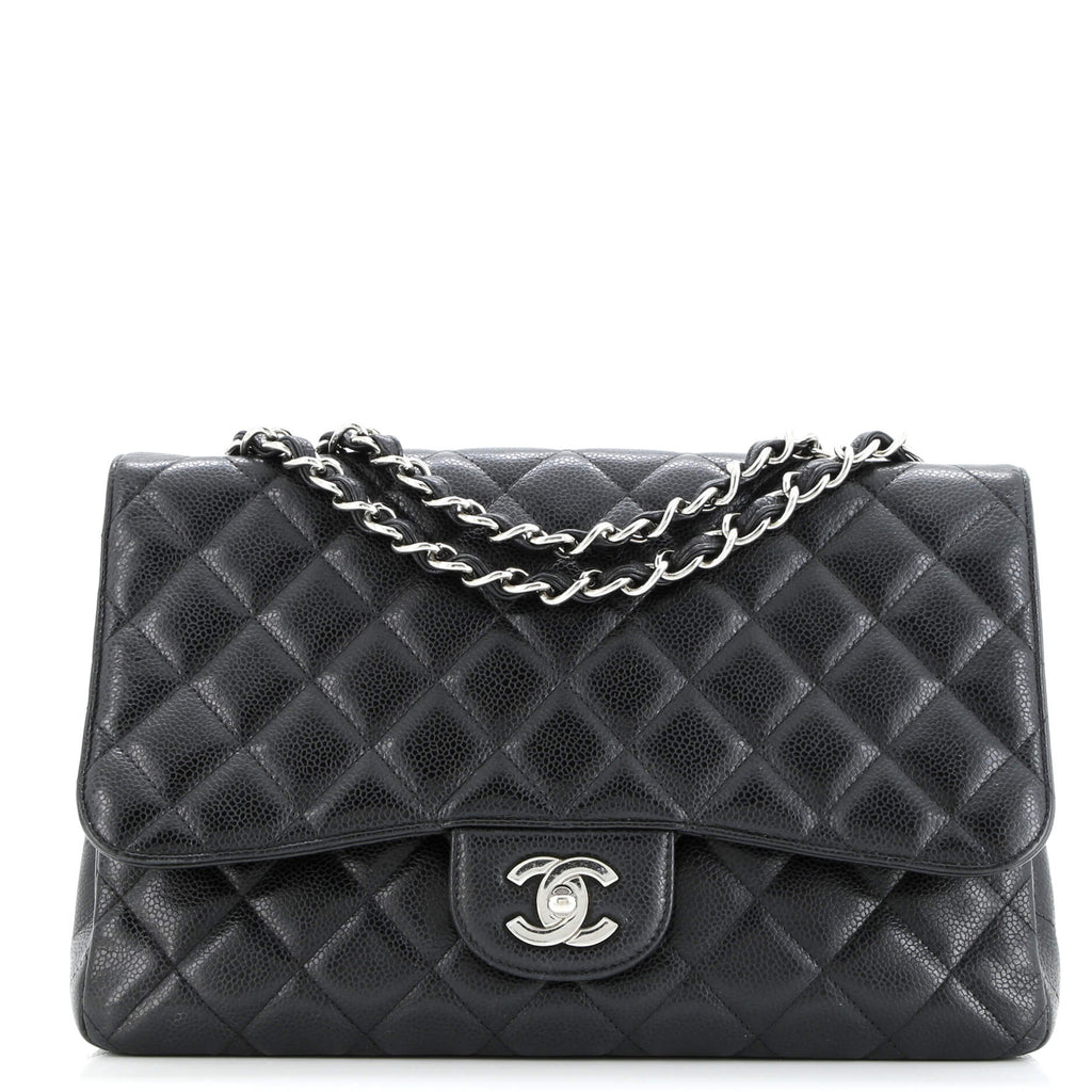 Classic Single Flap Bag Quilted Caviar Jumbo