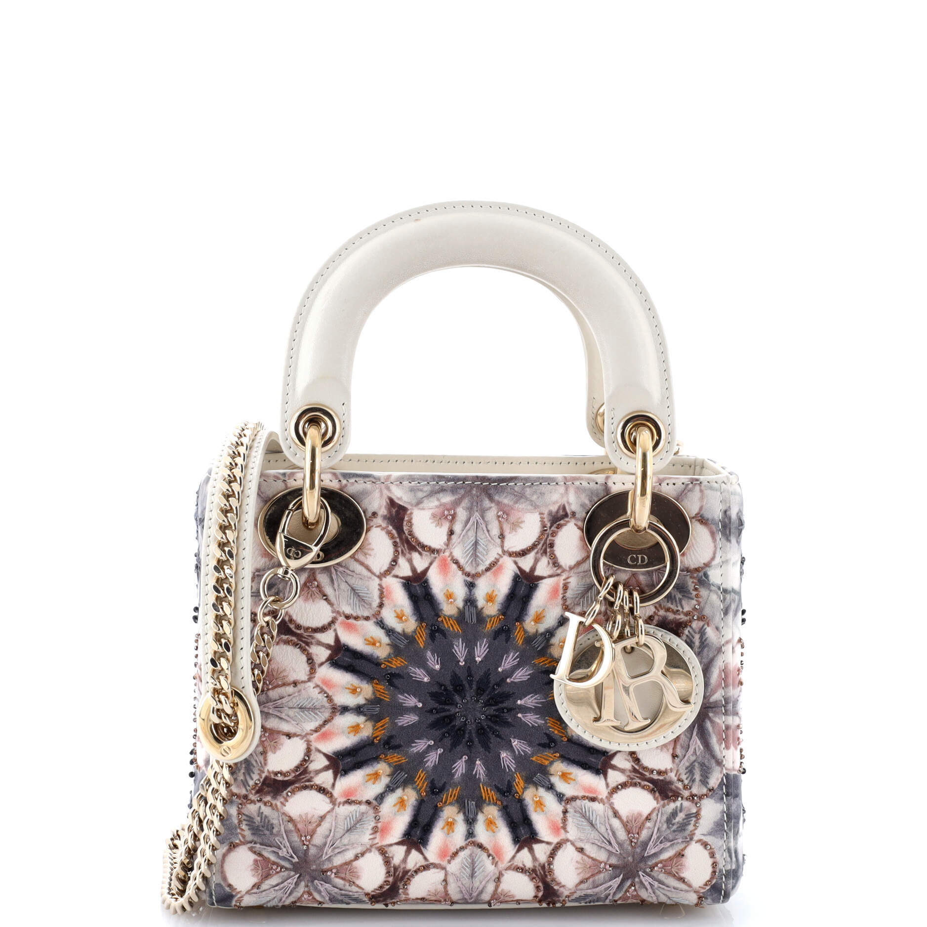 Lady Dior Chain Bag Embroidered Calfskin Mini