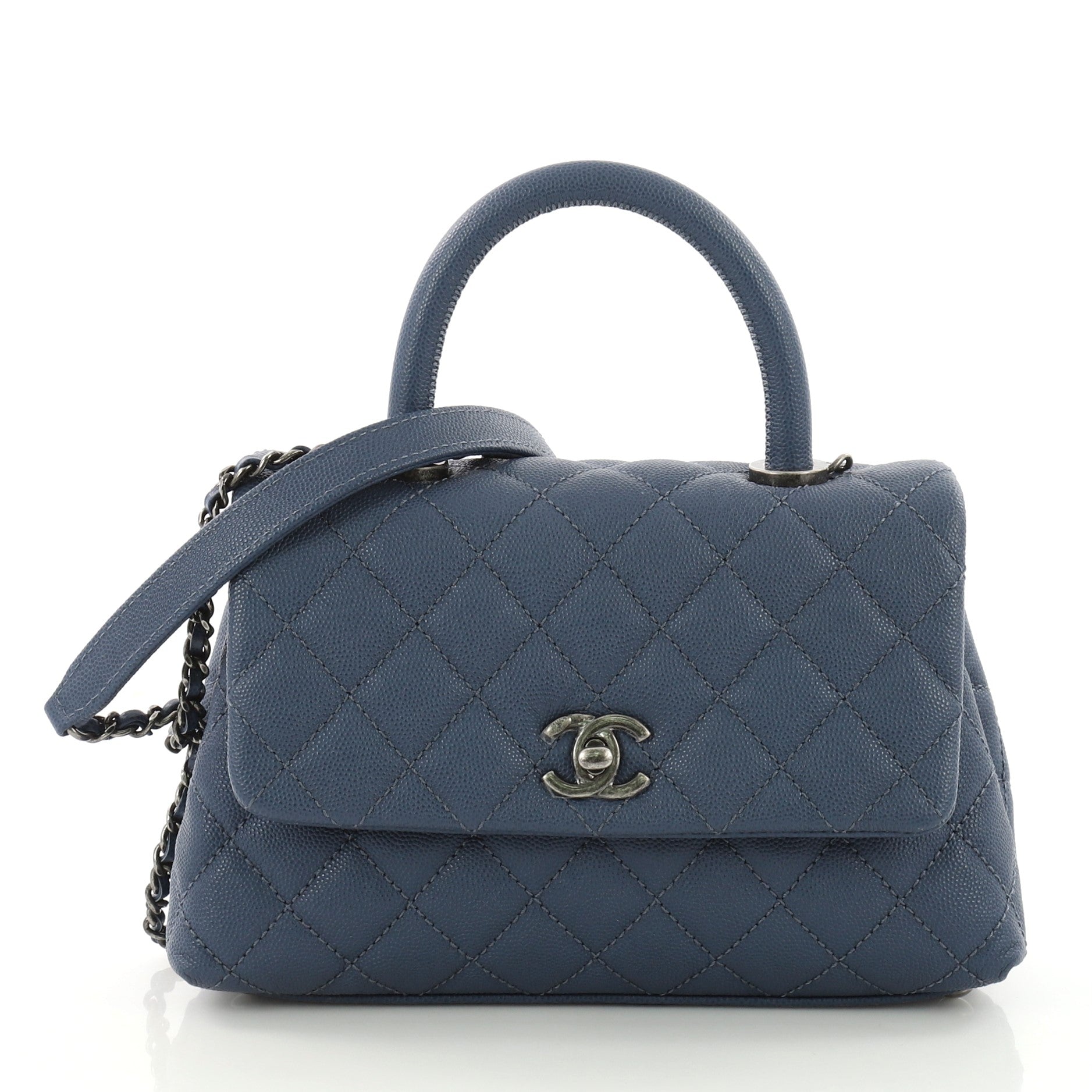 Coco Top Handle Bag Quilted Caviar Mini