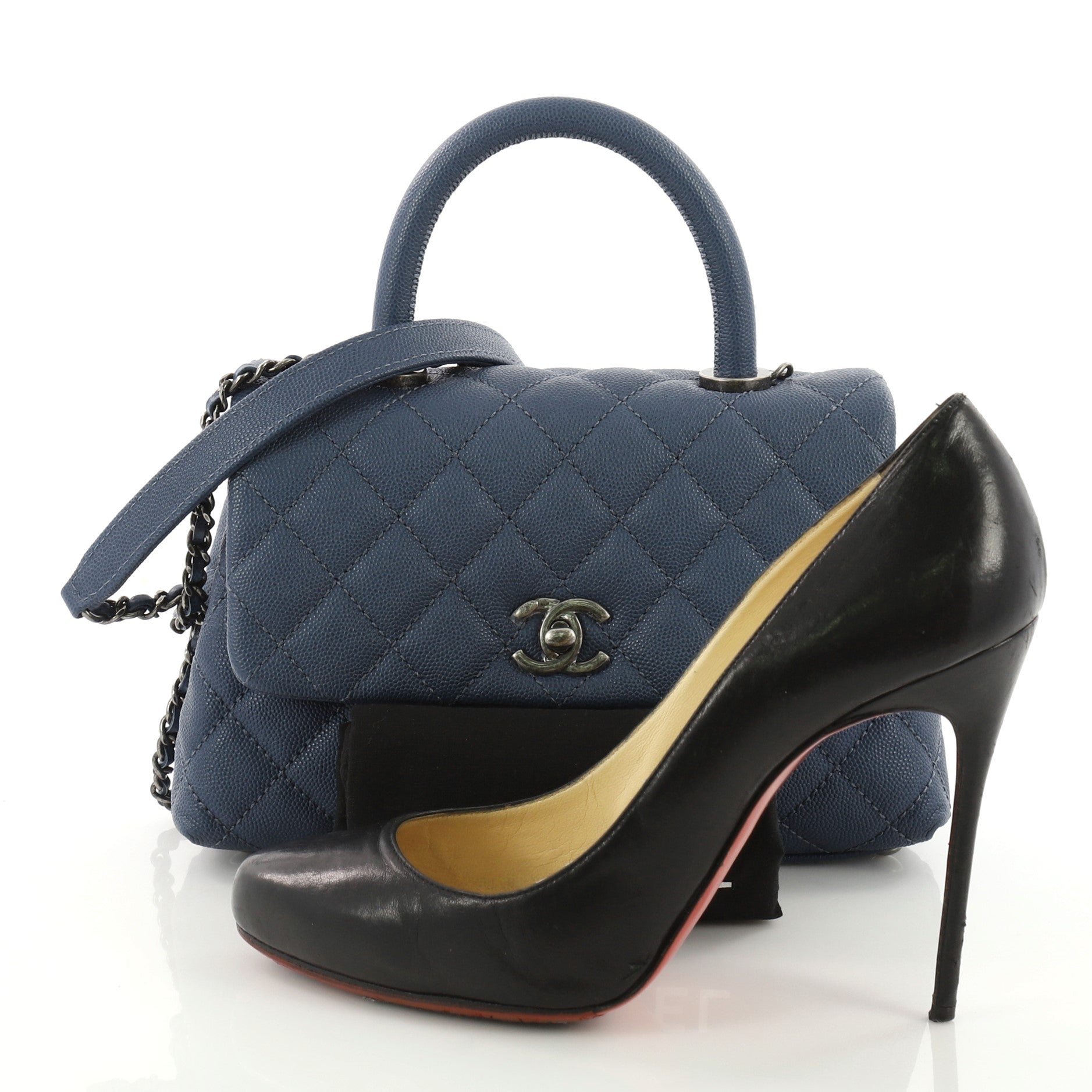 Coco Top Handle Bag Quilted Caviar Mini
