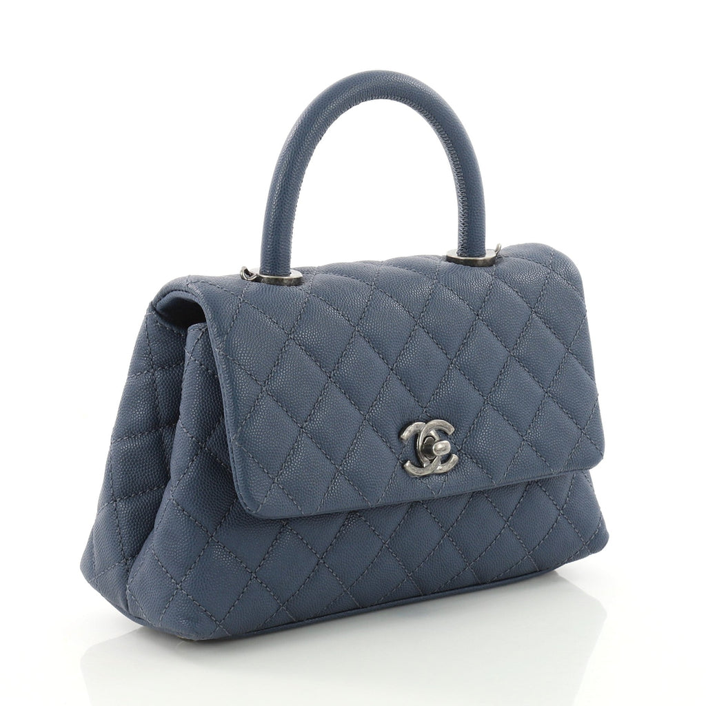 Coco Top Handle Bag Quilted Caviar Mini