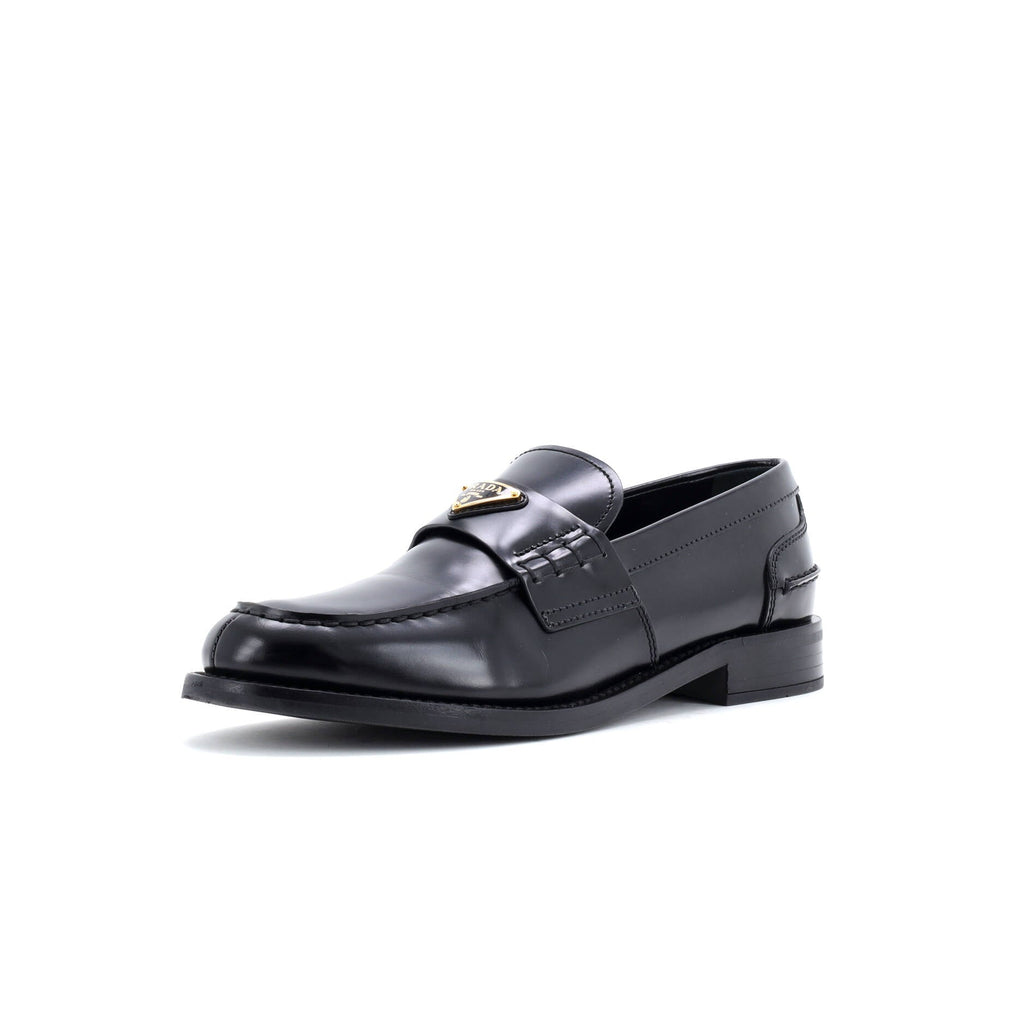 Women's Triangle Logo Loafers Spazzolato Leather