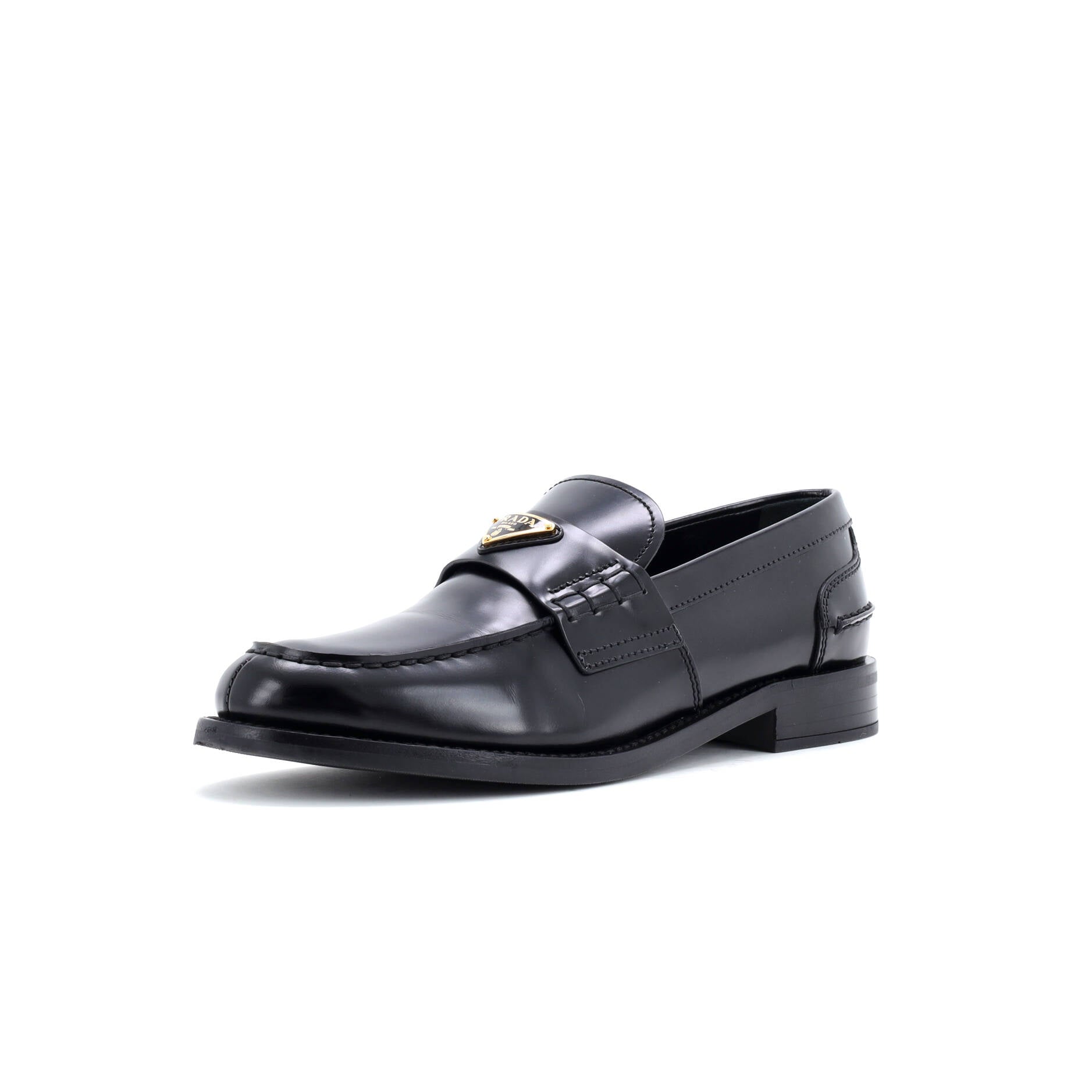Women's Triangle Logo Loafers Spazzolato Leather