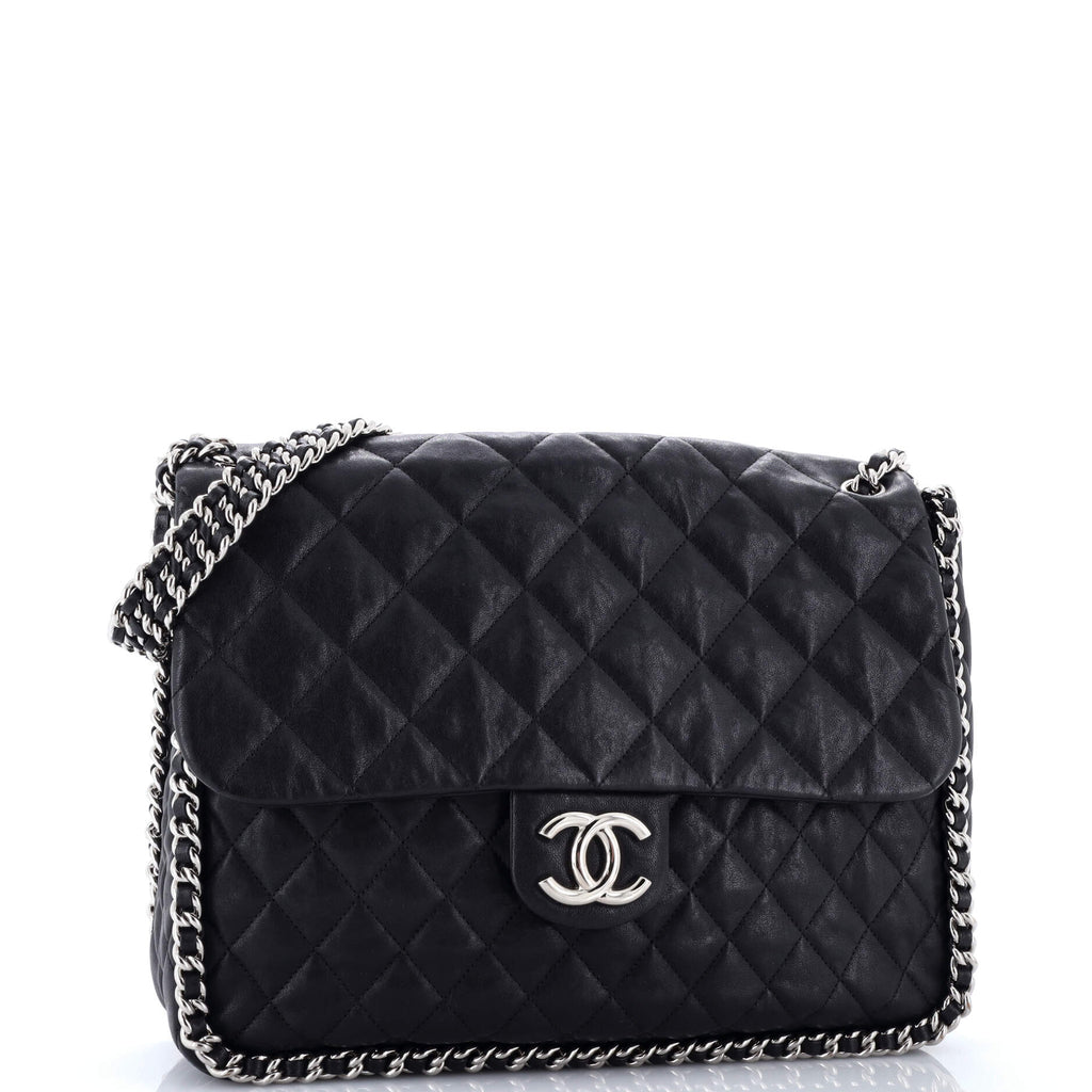 Chain Around Flap Bag Quilted Leather Maxi