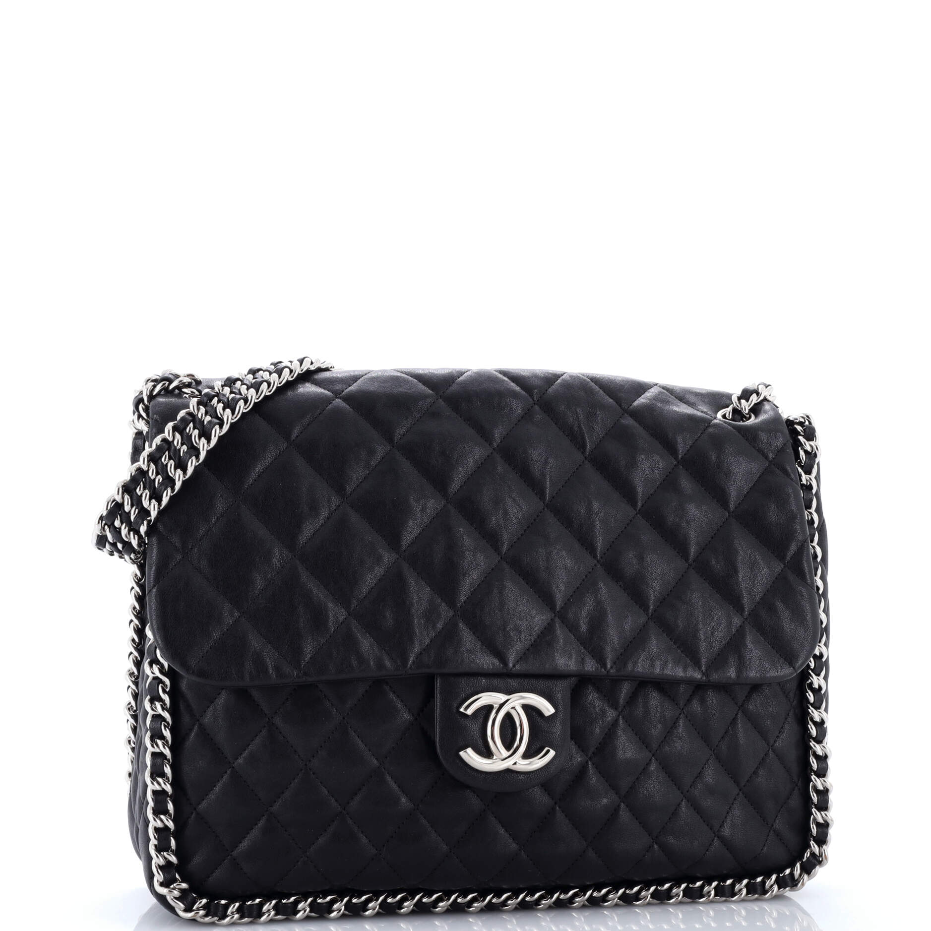 Chain Around Flap Bag Quilted Leather Maxi
