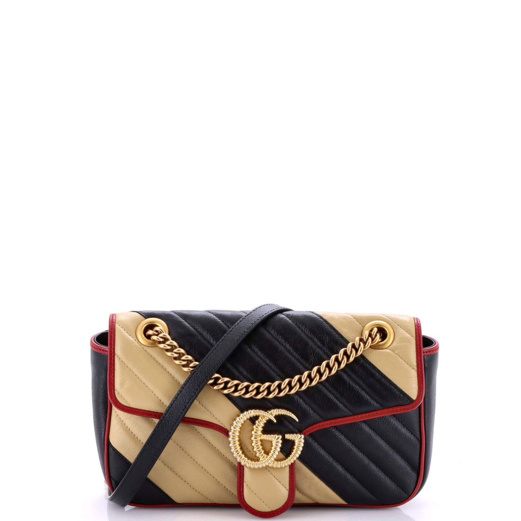 GG Marmont Flap Bag Diagonal Quilted Leather Small