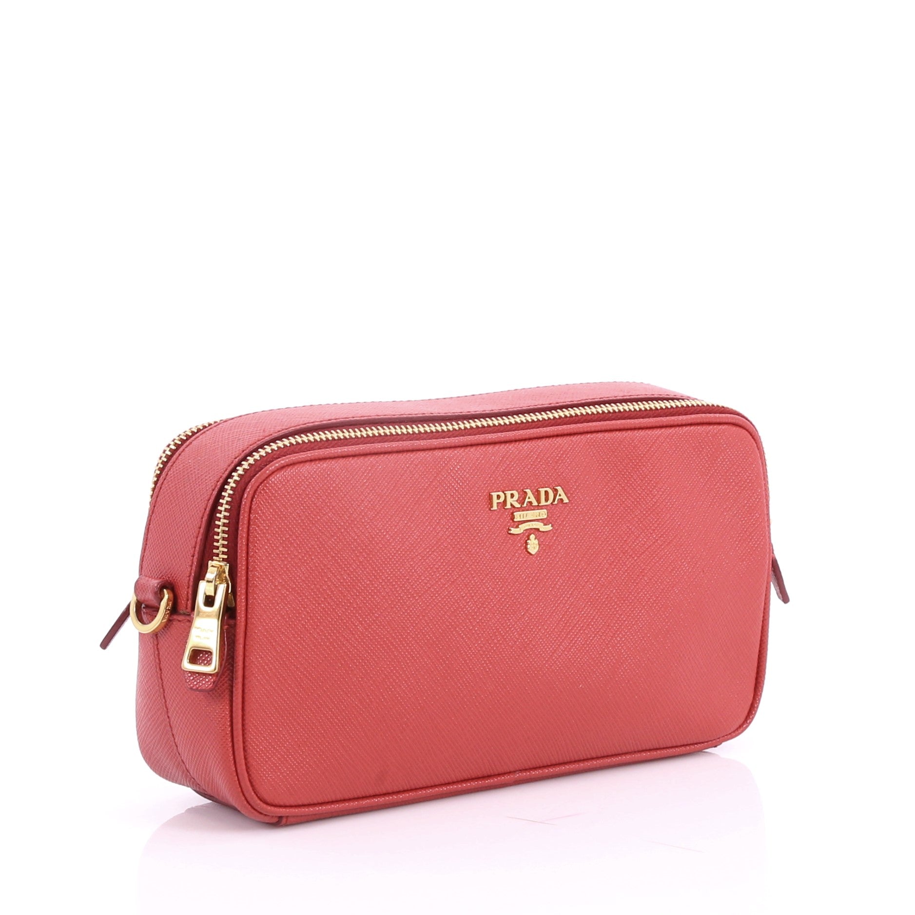 Double Zip Crossbody Bag Saffiano Leather Mini