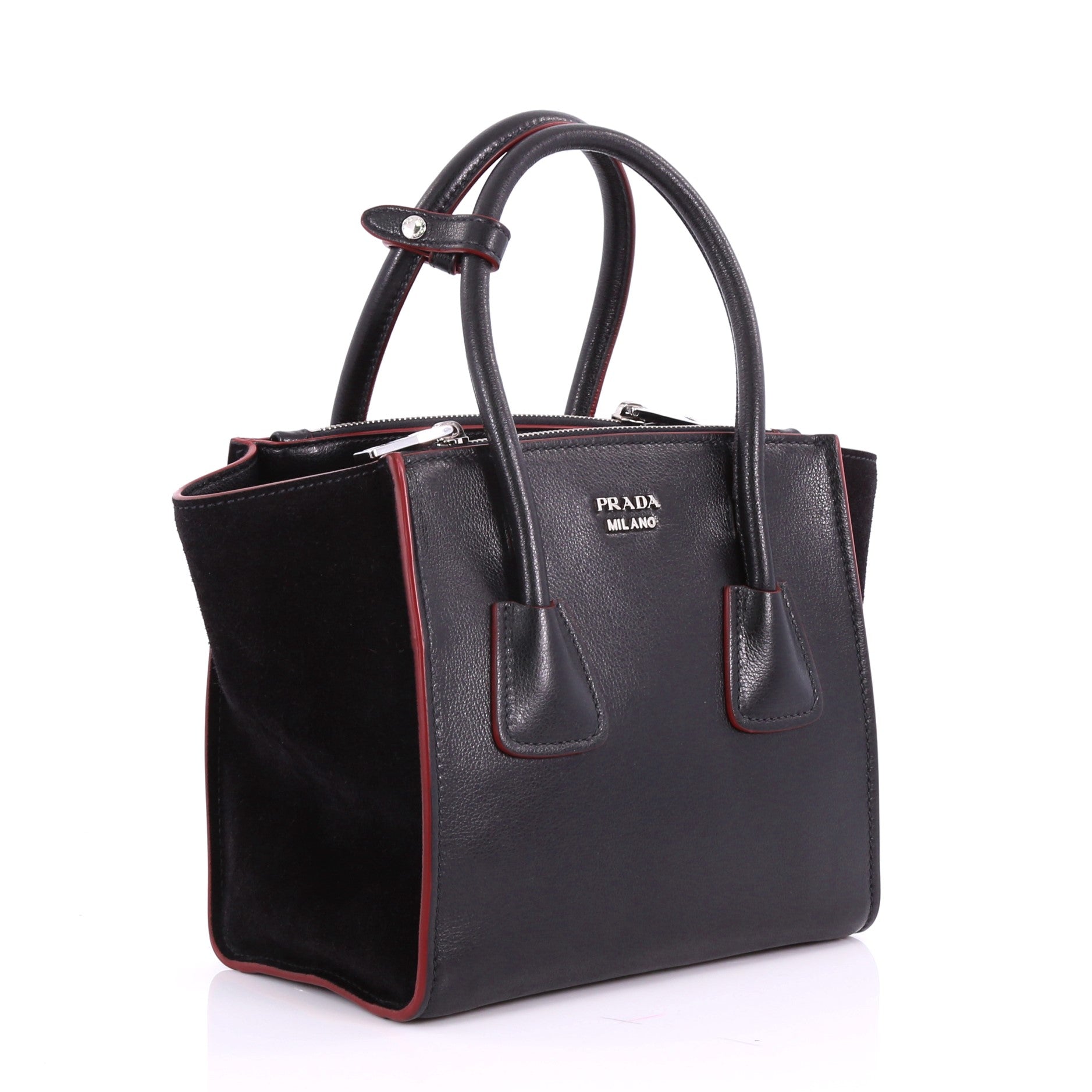 Twin Pocket Tote Glace Calf and Suede Mini